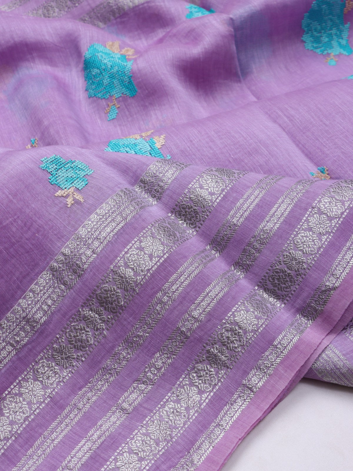 Lilac Pure Linen Saree (Swara)