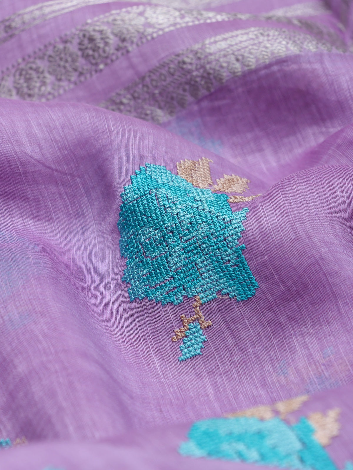 Lilac Pure Linen Saree (Swara)