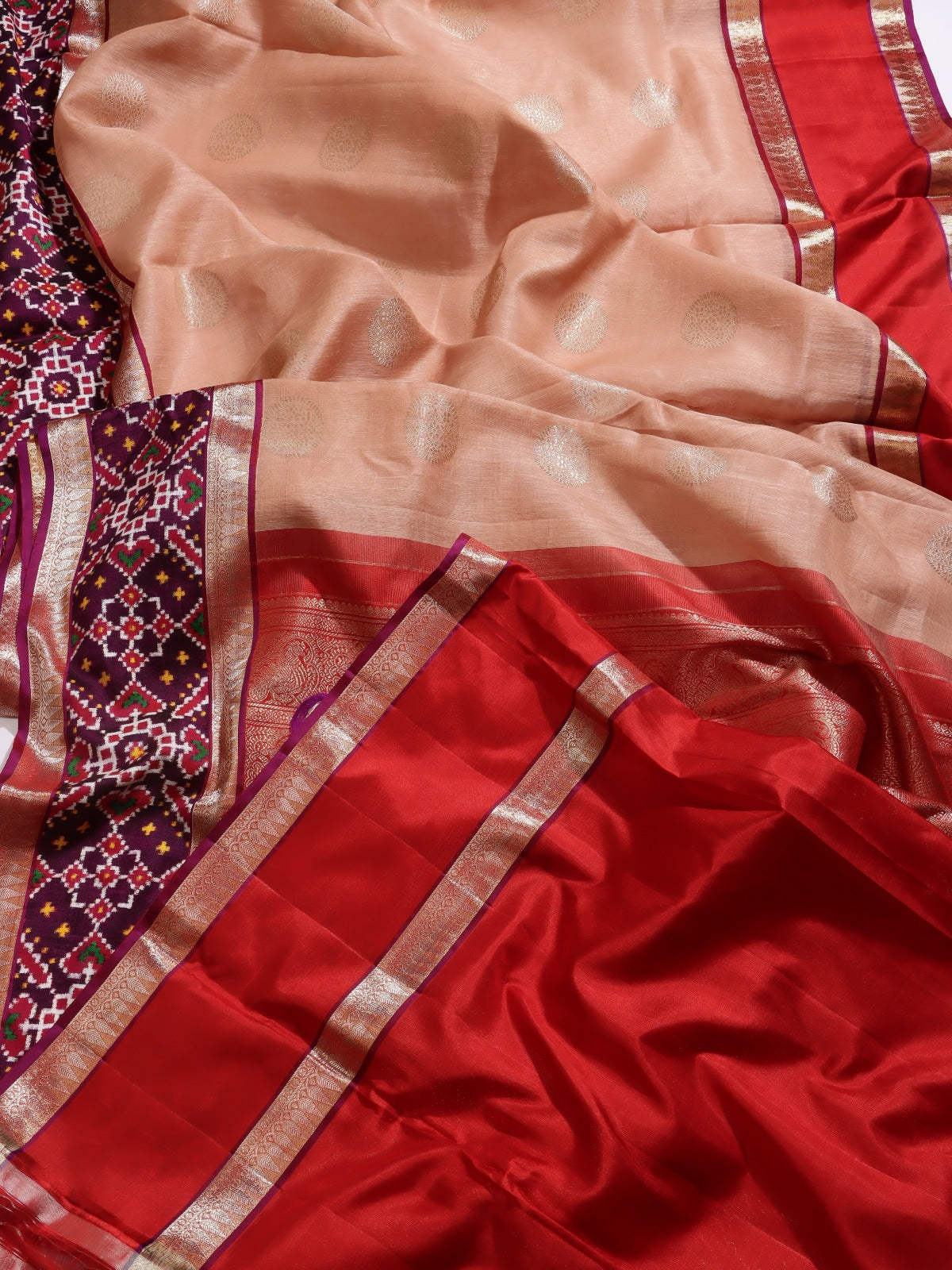 Peach Patola Border Pure Kanchi Saree (Swara)