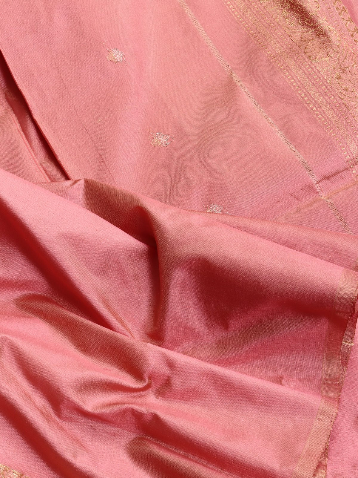 Peach Pure Kathan Banarasi Silk Dress Material (Swara)