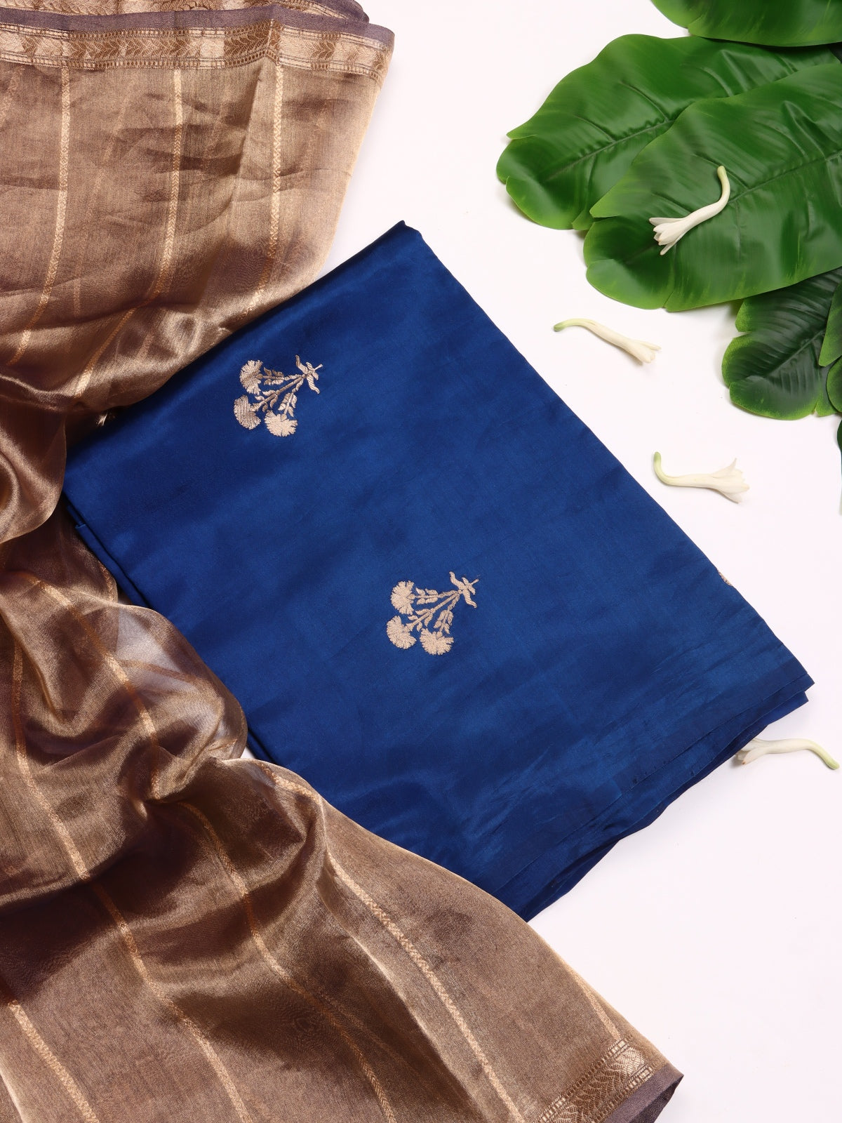 Royal Blue Pure Kathan Banarasi Silk Dress Material (Swara)