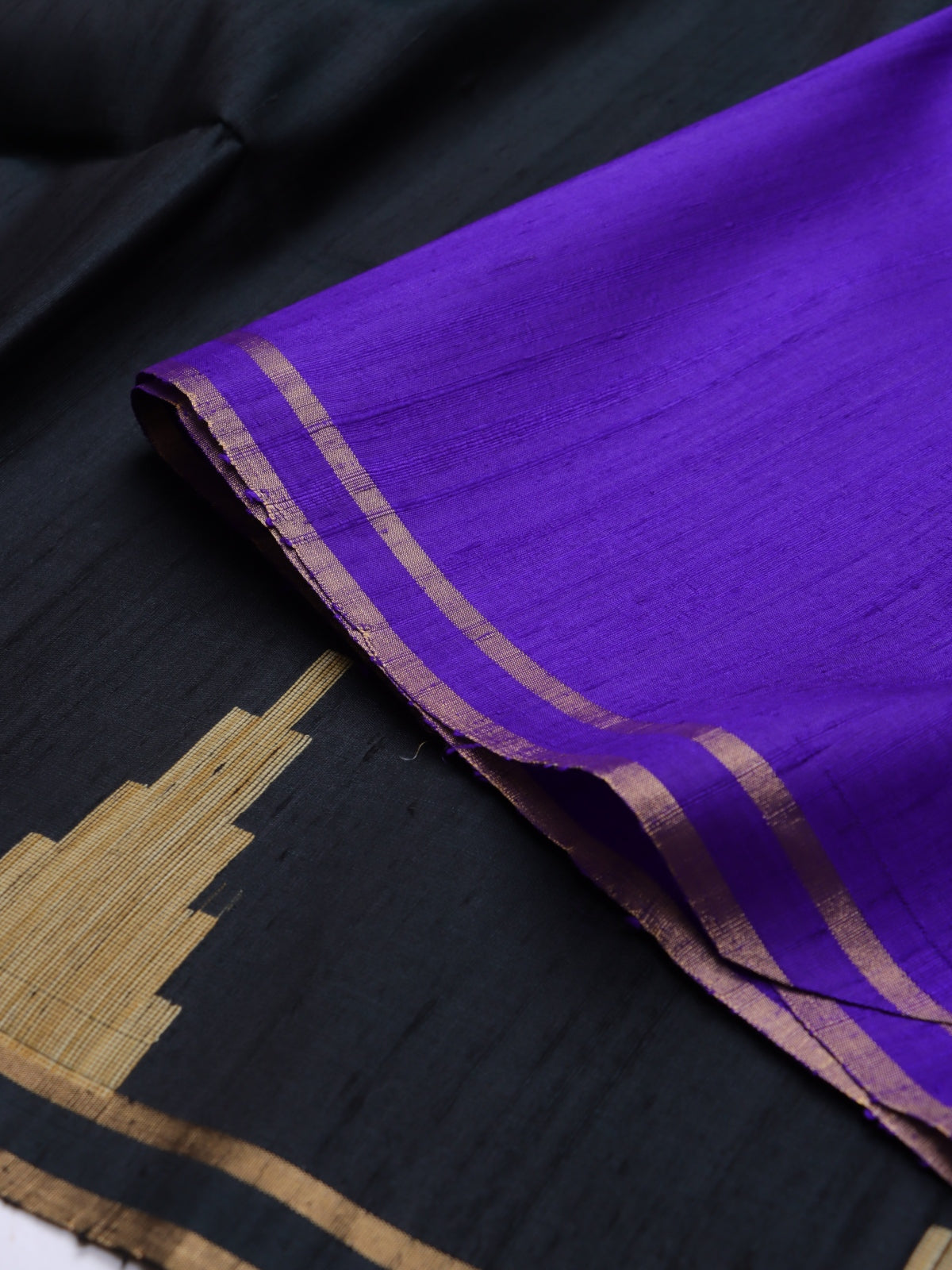 Black Pure Raw Silk Saree (Swara)