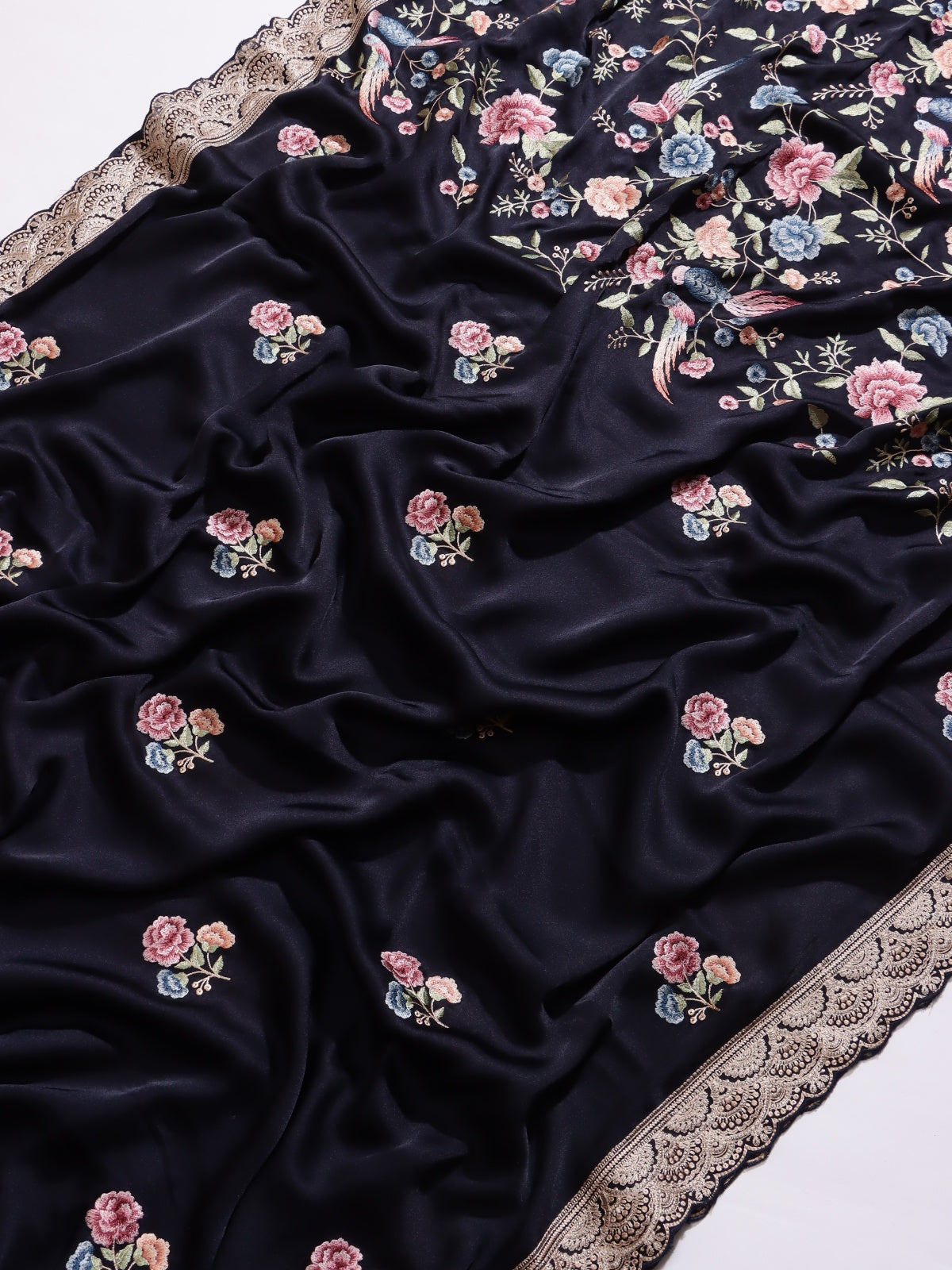 Black Parsi Work Georgette Saree (Swara)