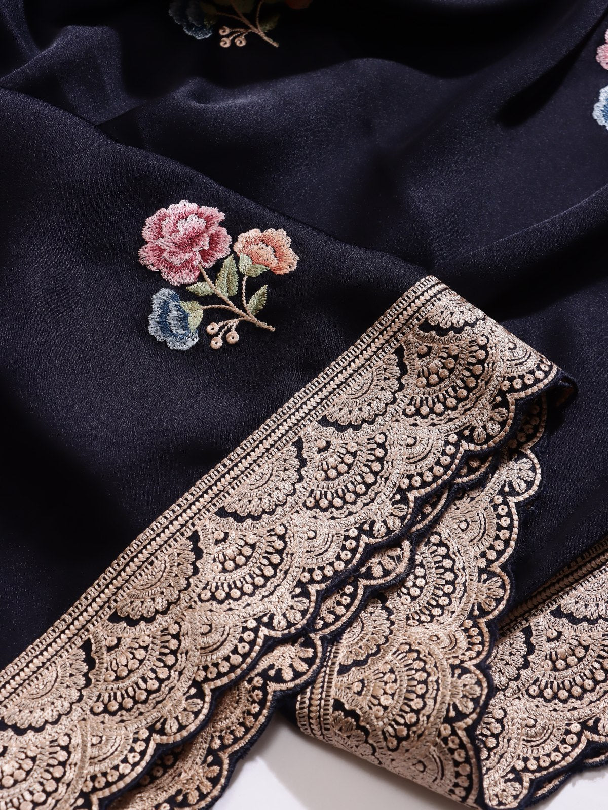 Black Parsi Work Georgette Saree (Swara)