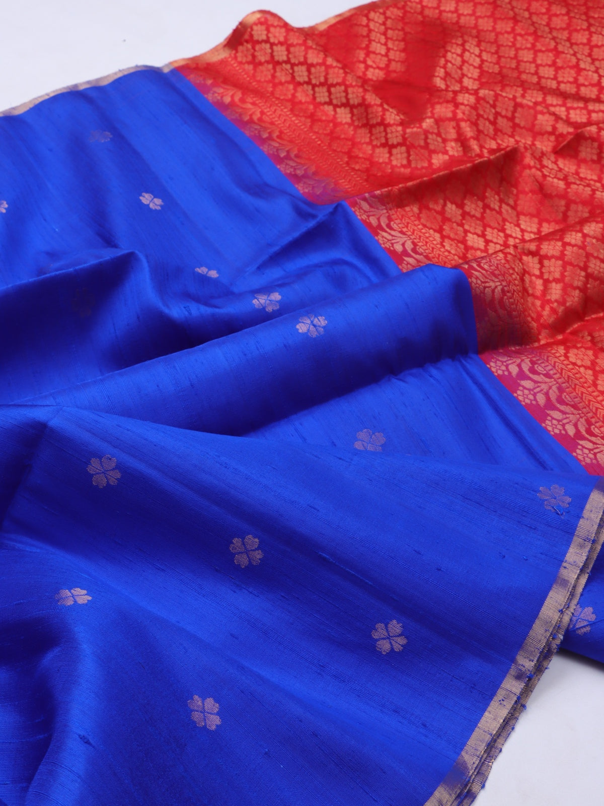 Royal Blue Pure Raw Silk Saree (Swara)