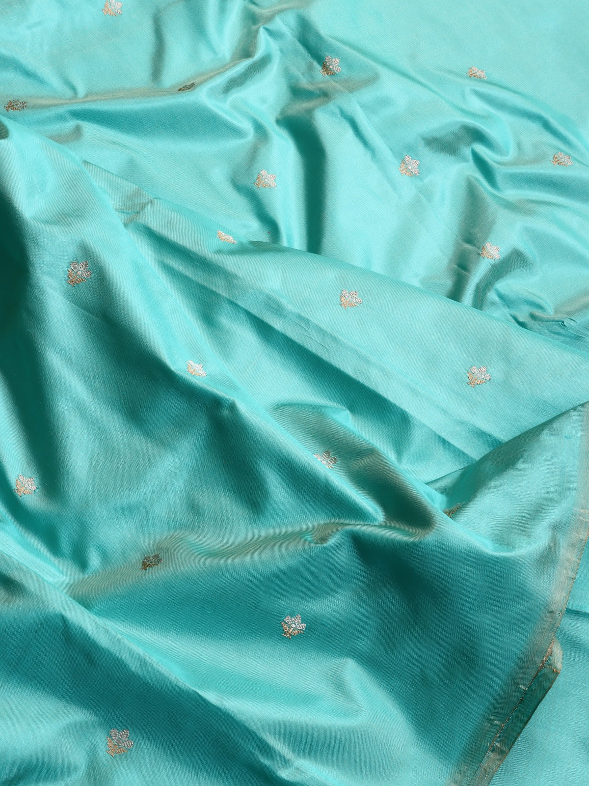 Teal Pure Kathan Banarasi Silk Dress Material (Swara)