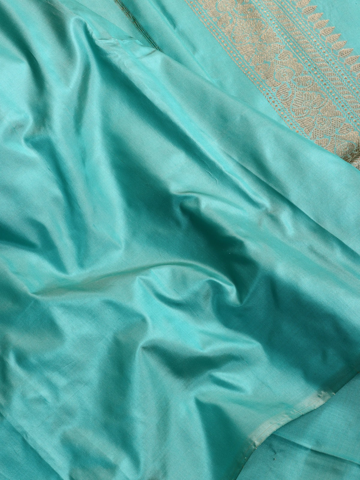 Teal Pure Kathan Banarasi Silk Dress Material (Swara)