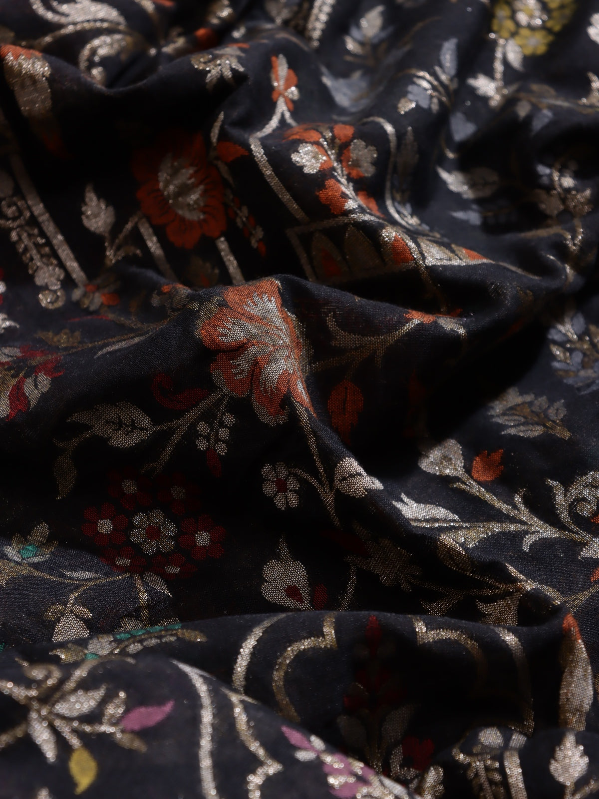Black Jamdani Kora Silk Saree (Swara)
