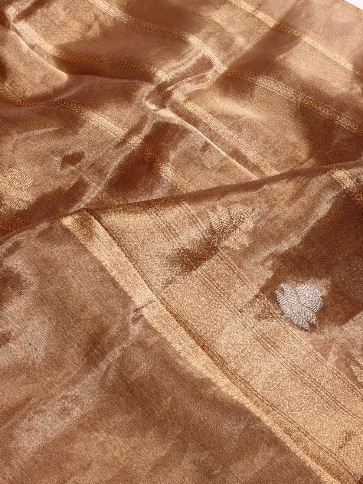 Brown Pure Kathan Banarasi Silk Dress Material (Swara)