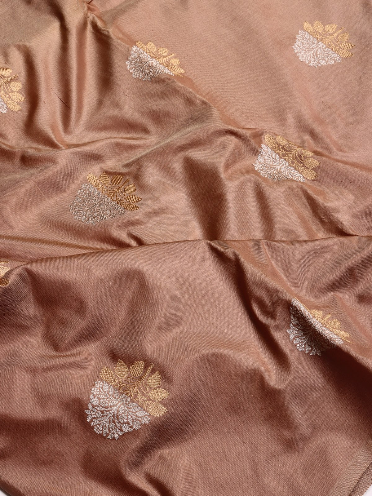 Brown Pure Kathan Banarasi Silk Dress Material (Swara)