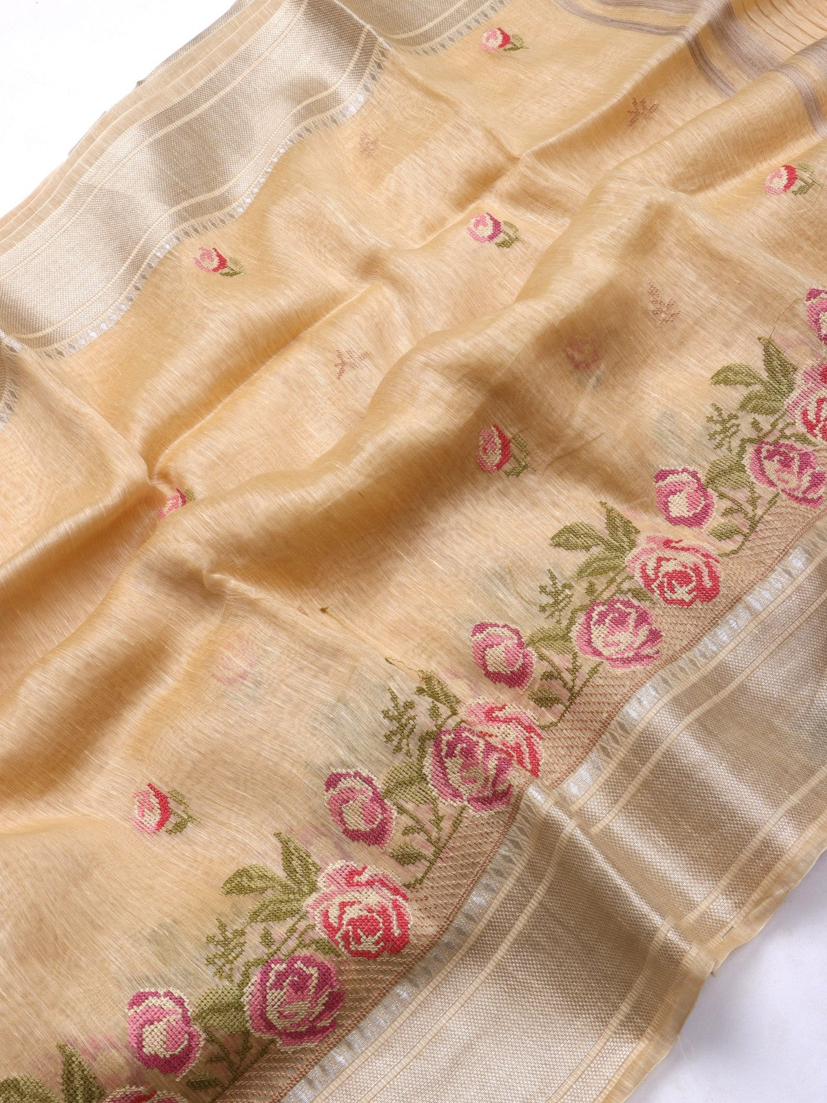 Beige Pure Linen Saree (Swara)