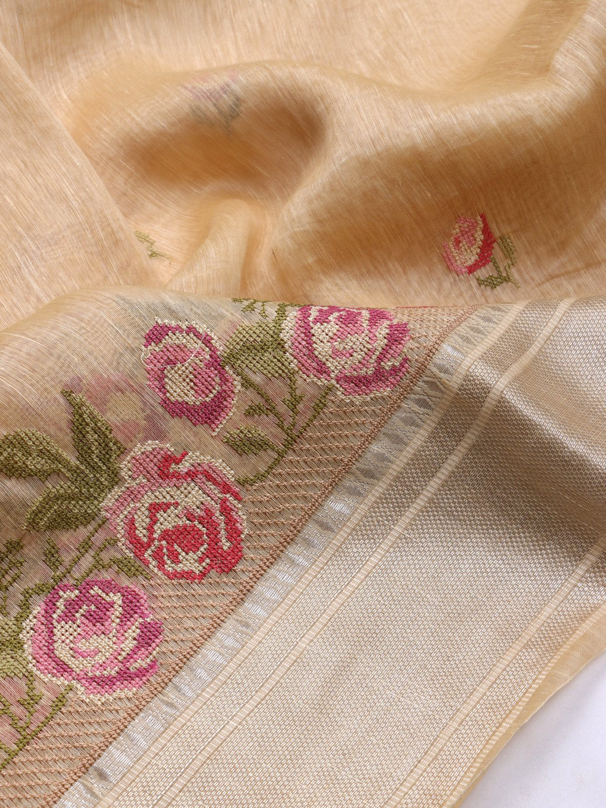 Beige Pure Linen Saree (Swara)