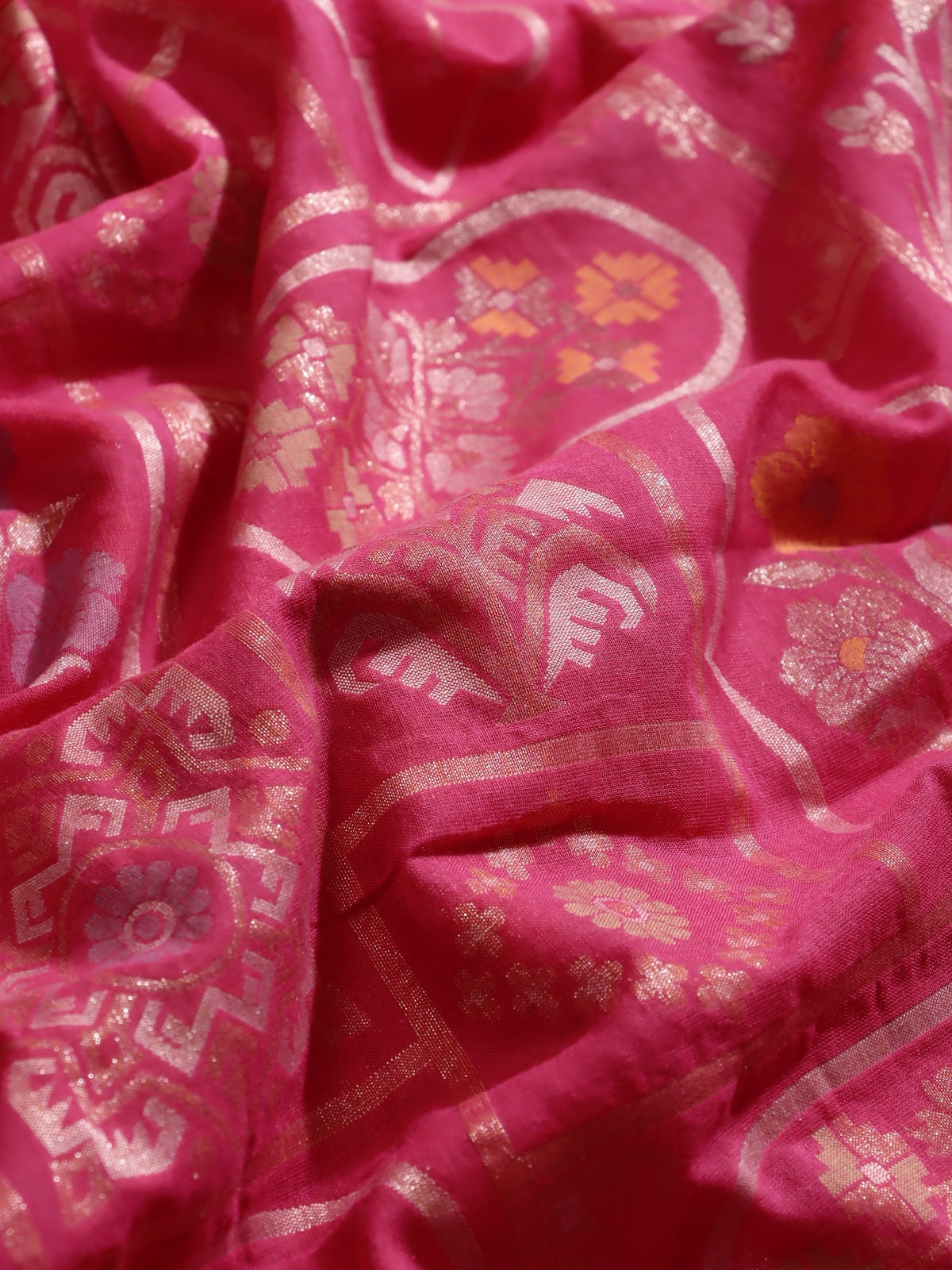 Pink Jamdani Kora Silk Saree (Swara)