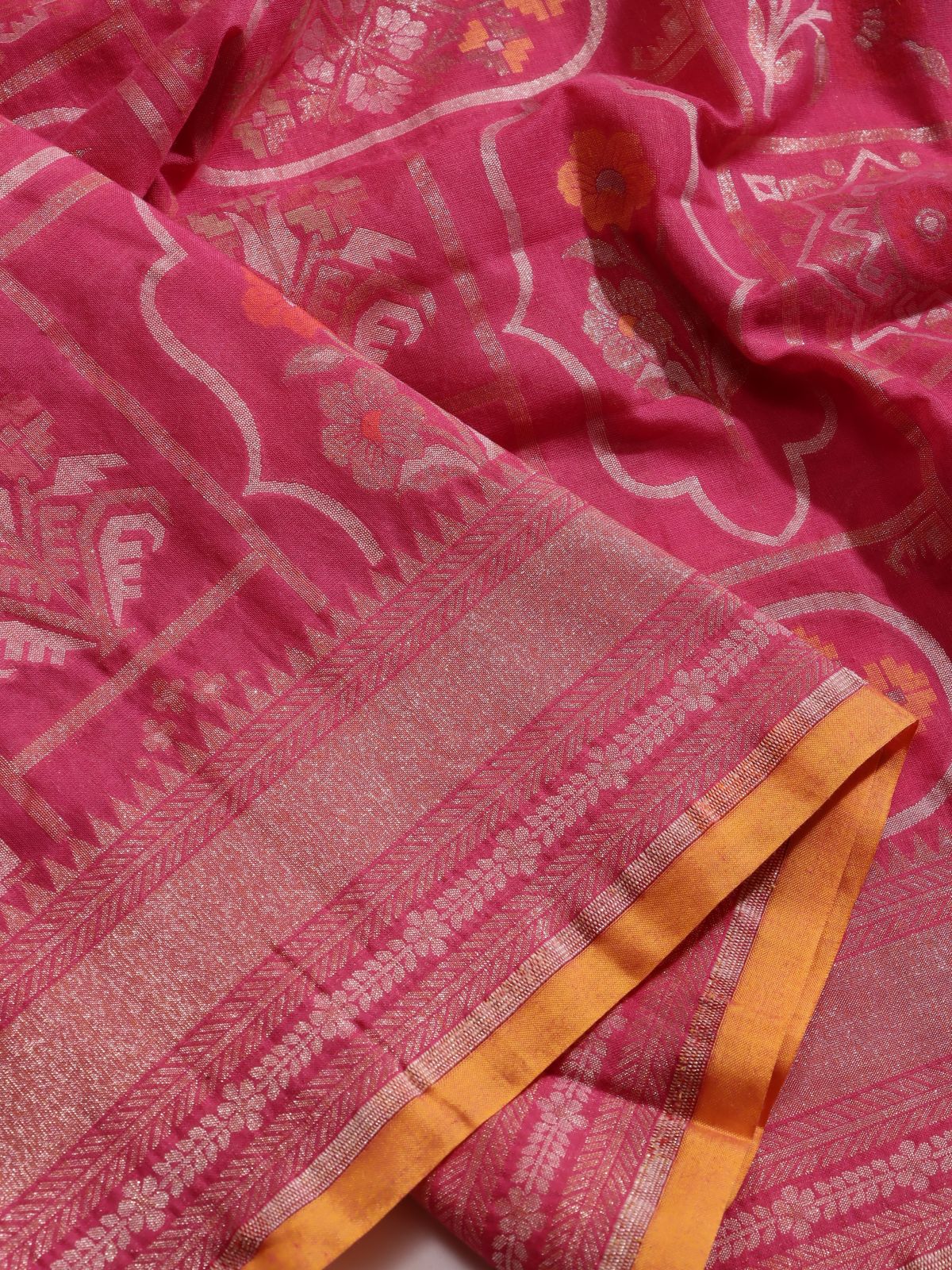Pink Jamdani Kora Silk Saree (Swara)