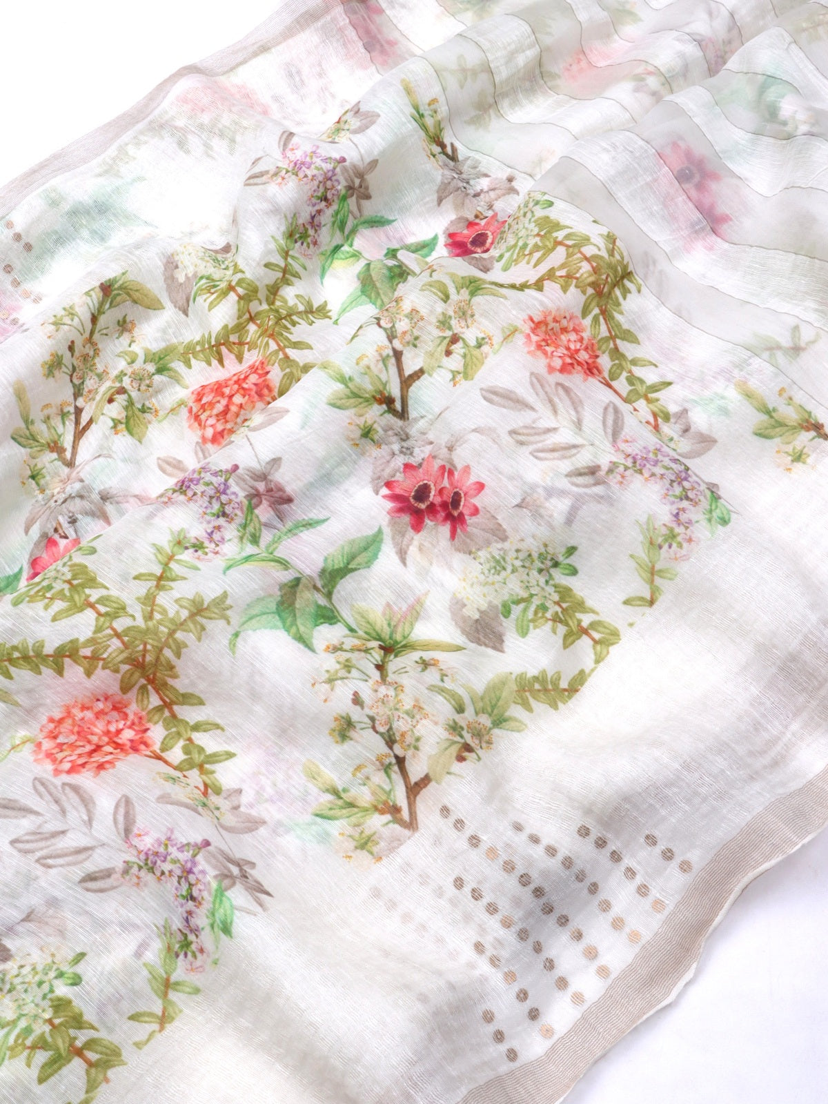 Cream Pure Mul Chanderi Saree (Swara)