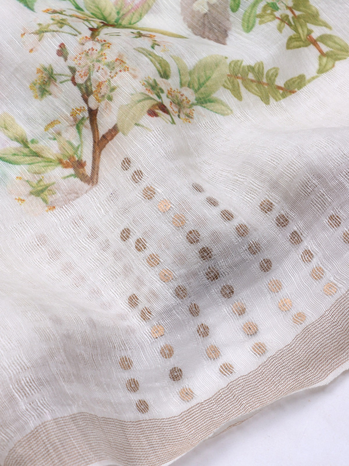 Cream Pure Mul Chanderi Saree (Swara)
