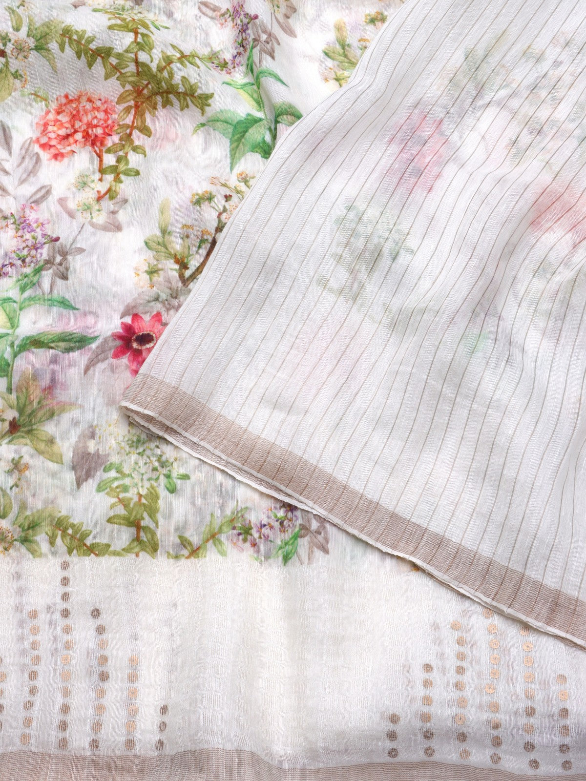 Cream Pure Mul Chanderi Saree (Swara)