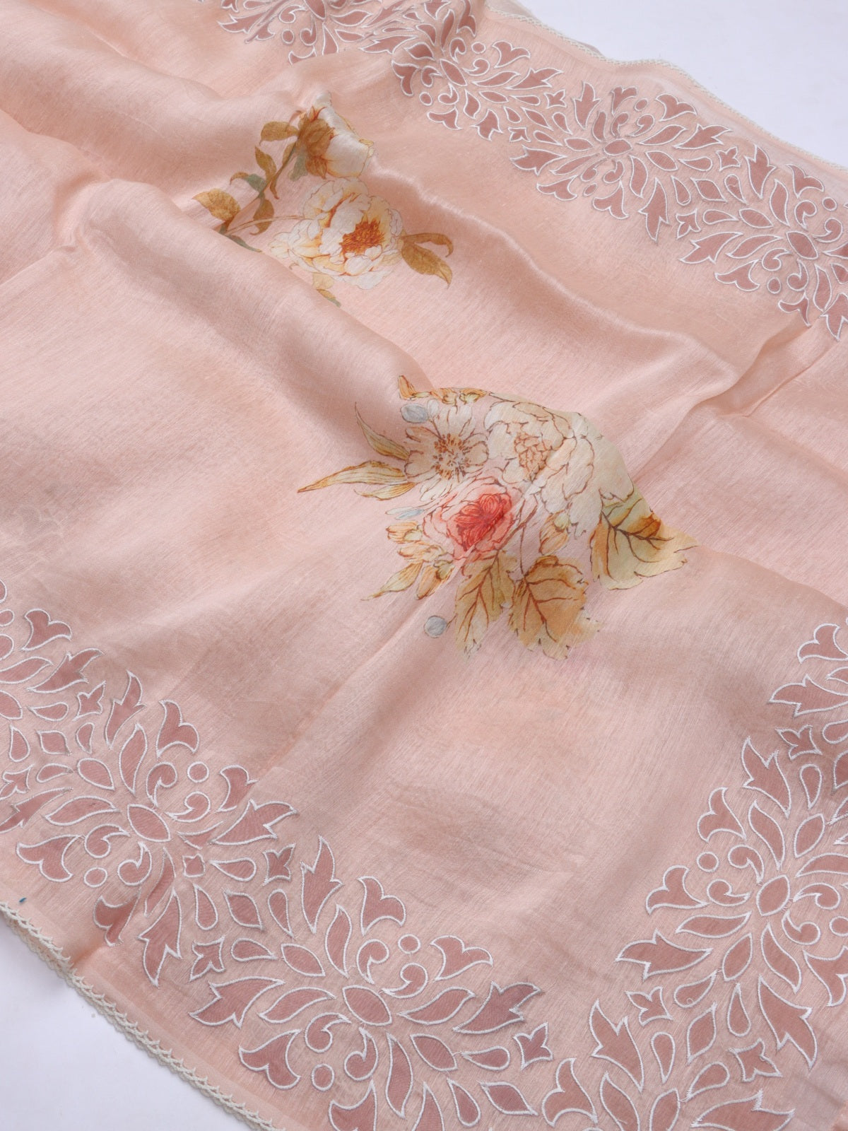 Peach Pure Mul Chanderi Saree (Swara)