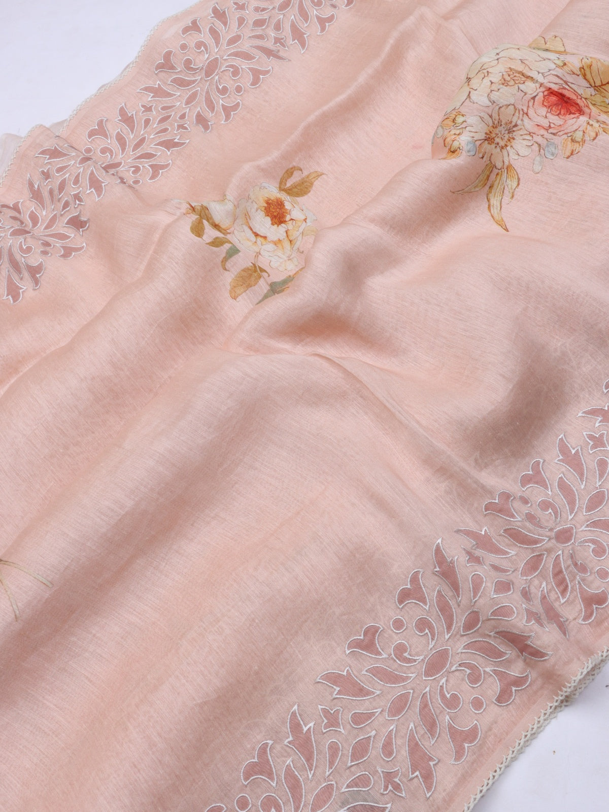 Peach Pure Mul Chanderi Saree (Swara)