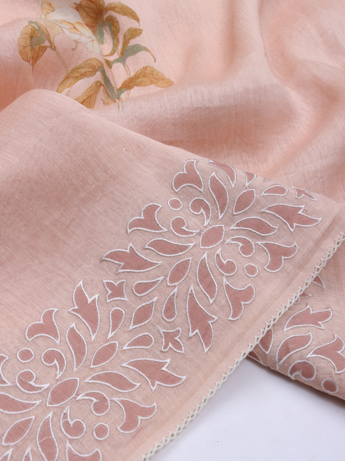 Peach Pure Mul Chanderi Saree (Swara)