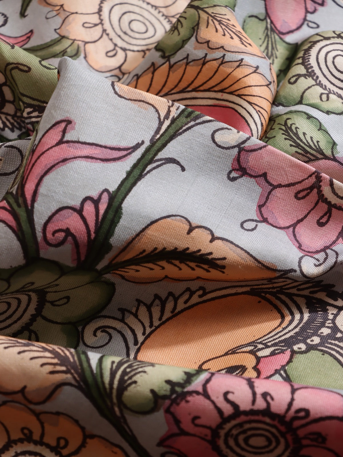 Pink Kalamkari Print Patola Border Pure Kanchi Saree (Swara)