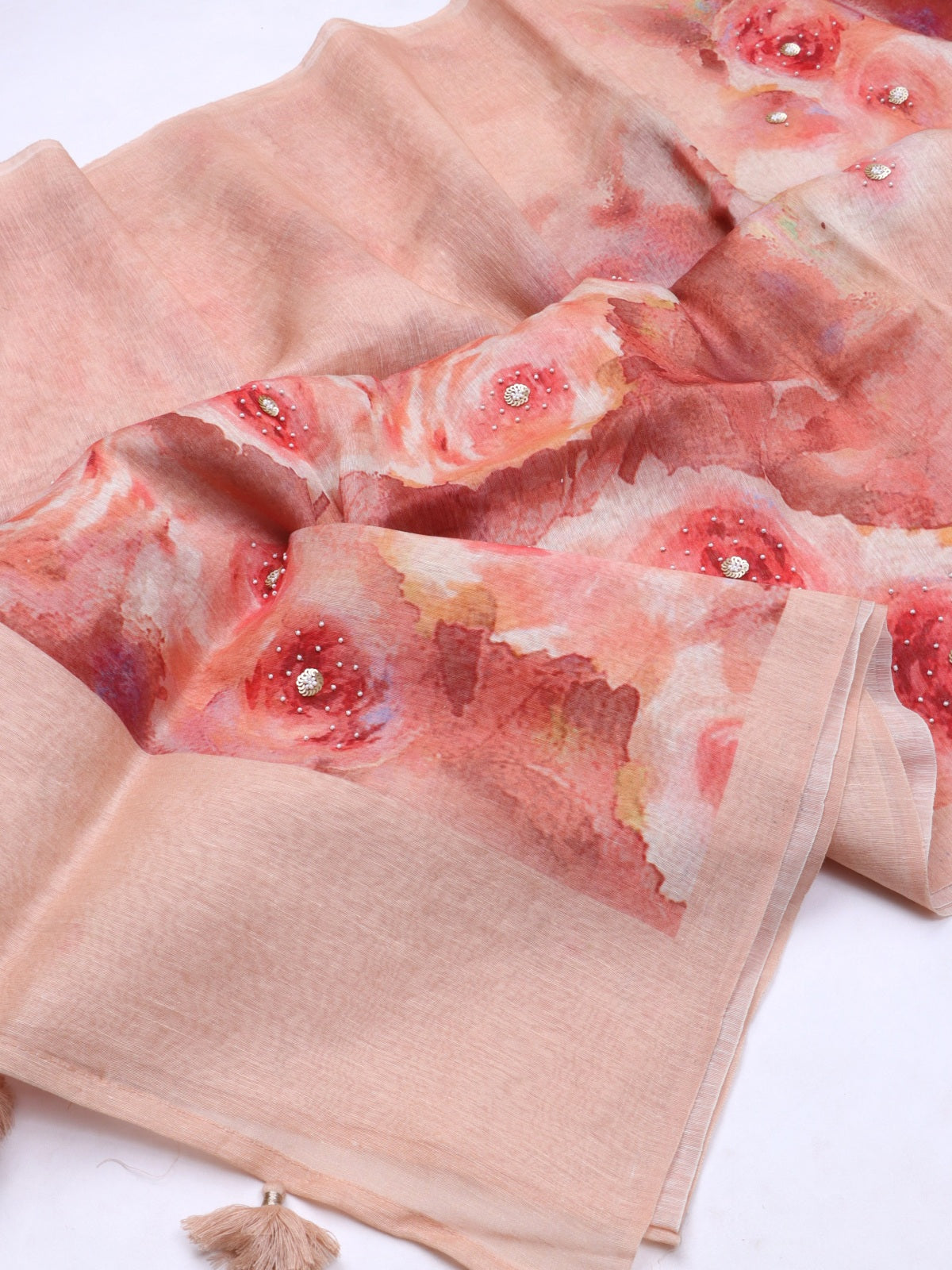 Peach Pure Mul Chanderi Saree (Swara)