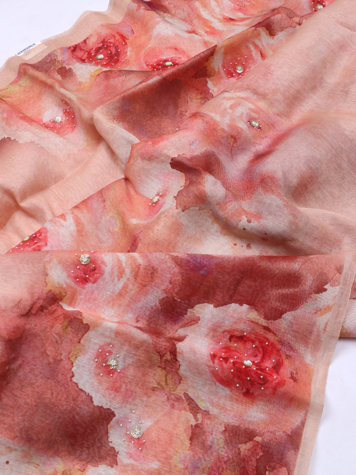 Peach Pure Mul Chanderi Saree (Swara)