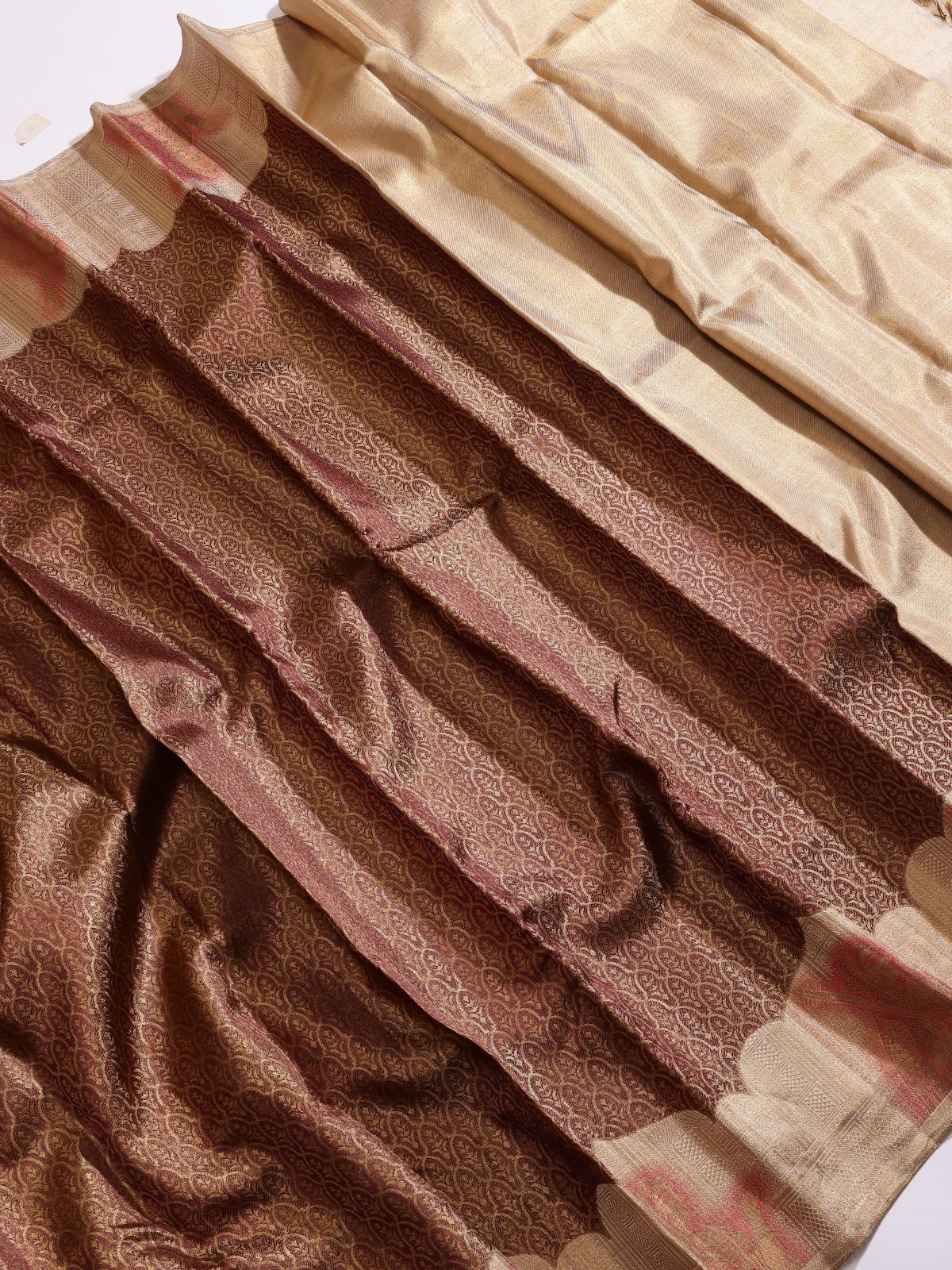 Brown Brocade Pure Kanchi Saree (Swara)