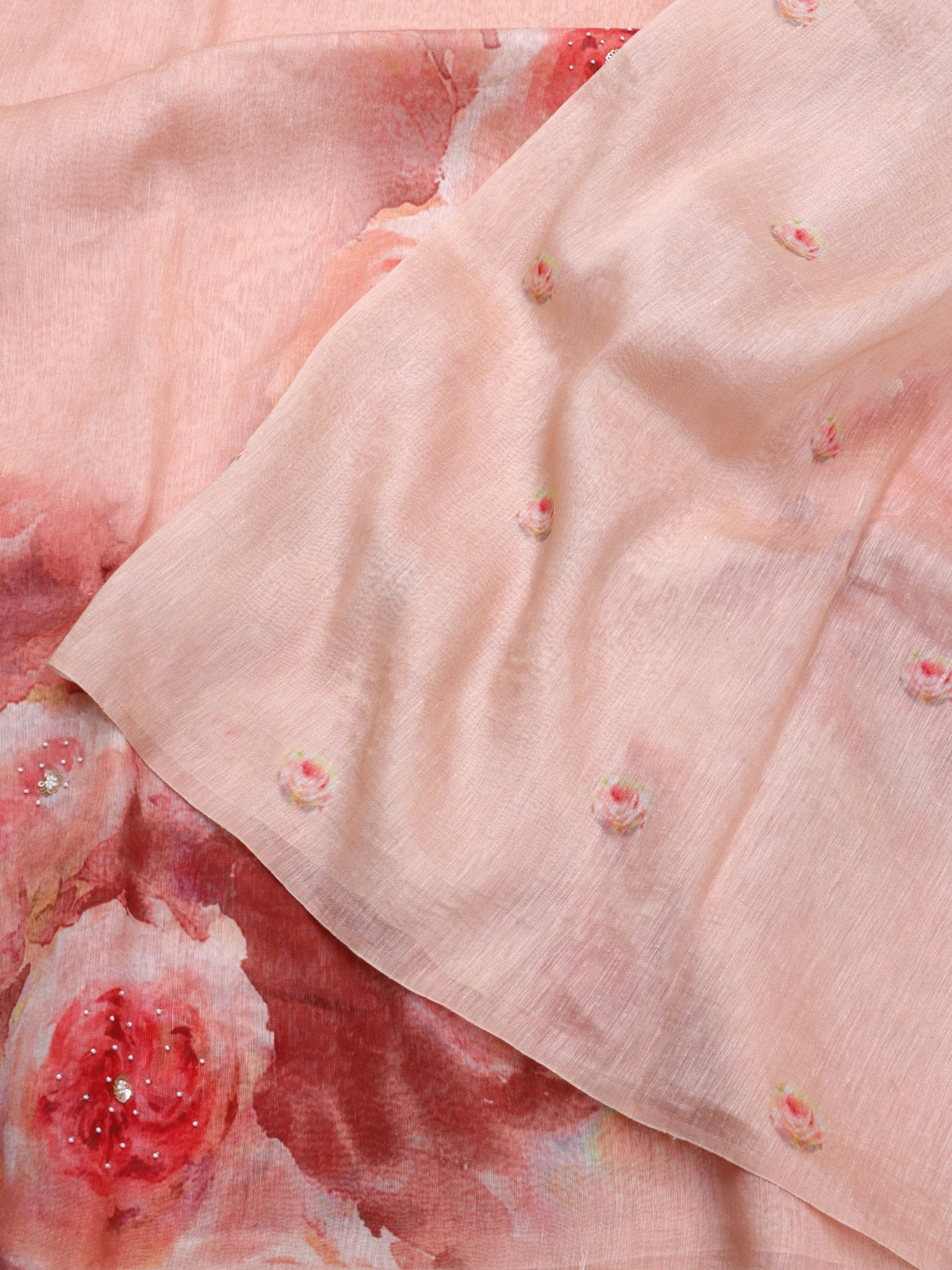 Peach Pure Mul Chanderi Saree (Swara)
