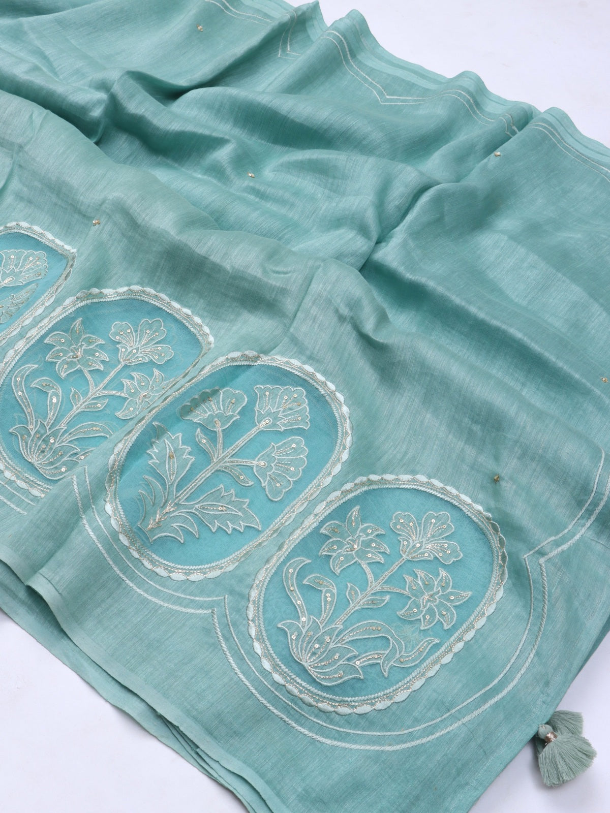 Blue Pure Linen Saree (Swara)