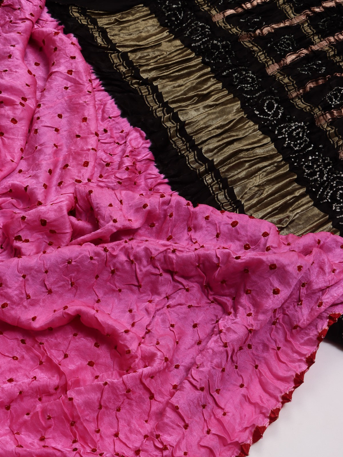 Pink Pure Bandhani Silk Saree (Swara)
