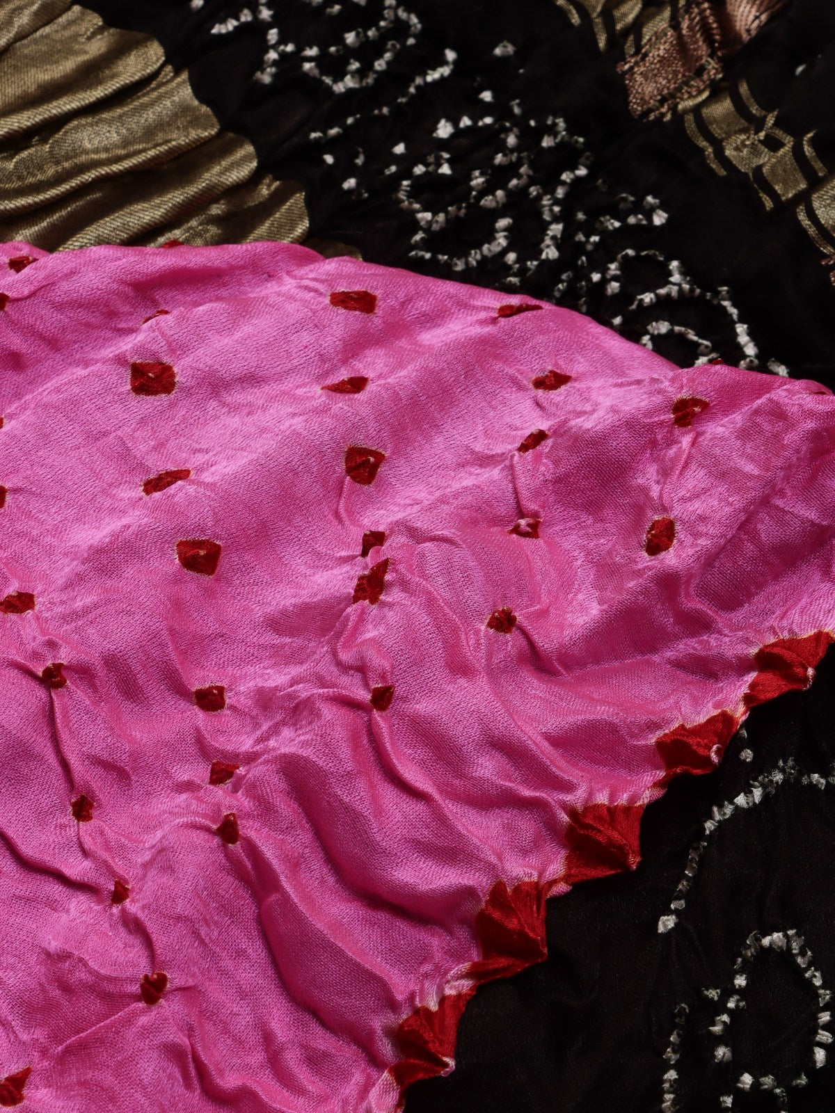 Pink Pure Bandhani Silk Saree (Swara)