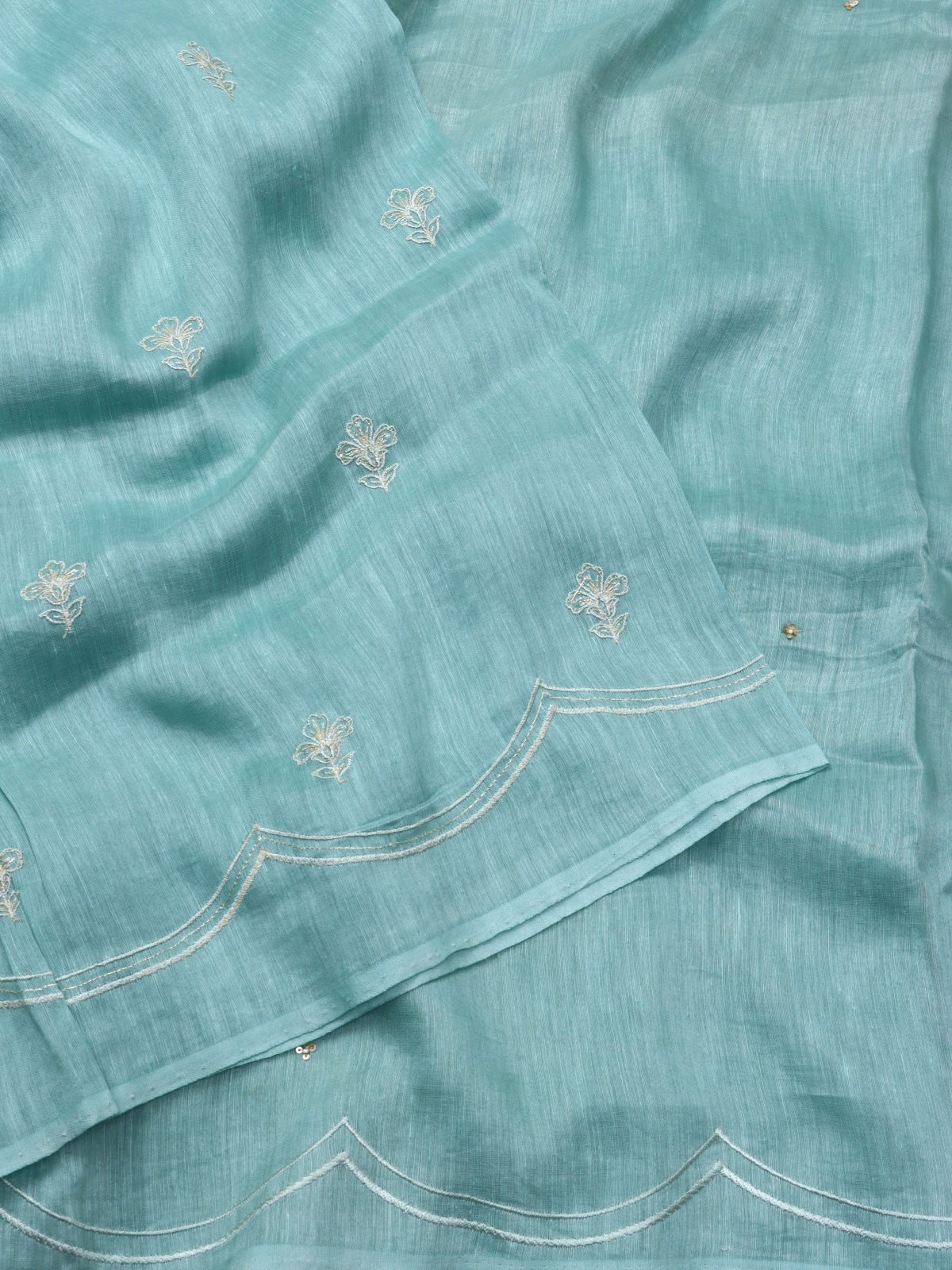 Blue Pure Linen Saree (Swara)