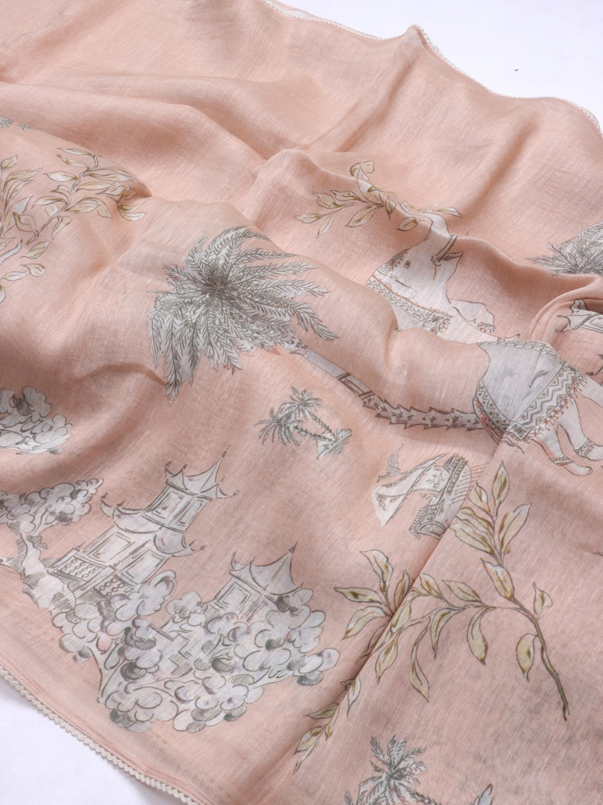 Peach Pure Mul Chanderi Saree (Swara)
