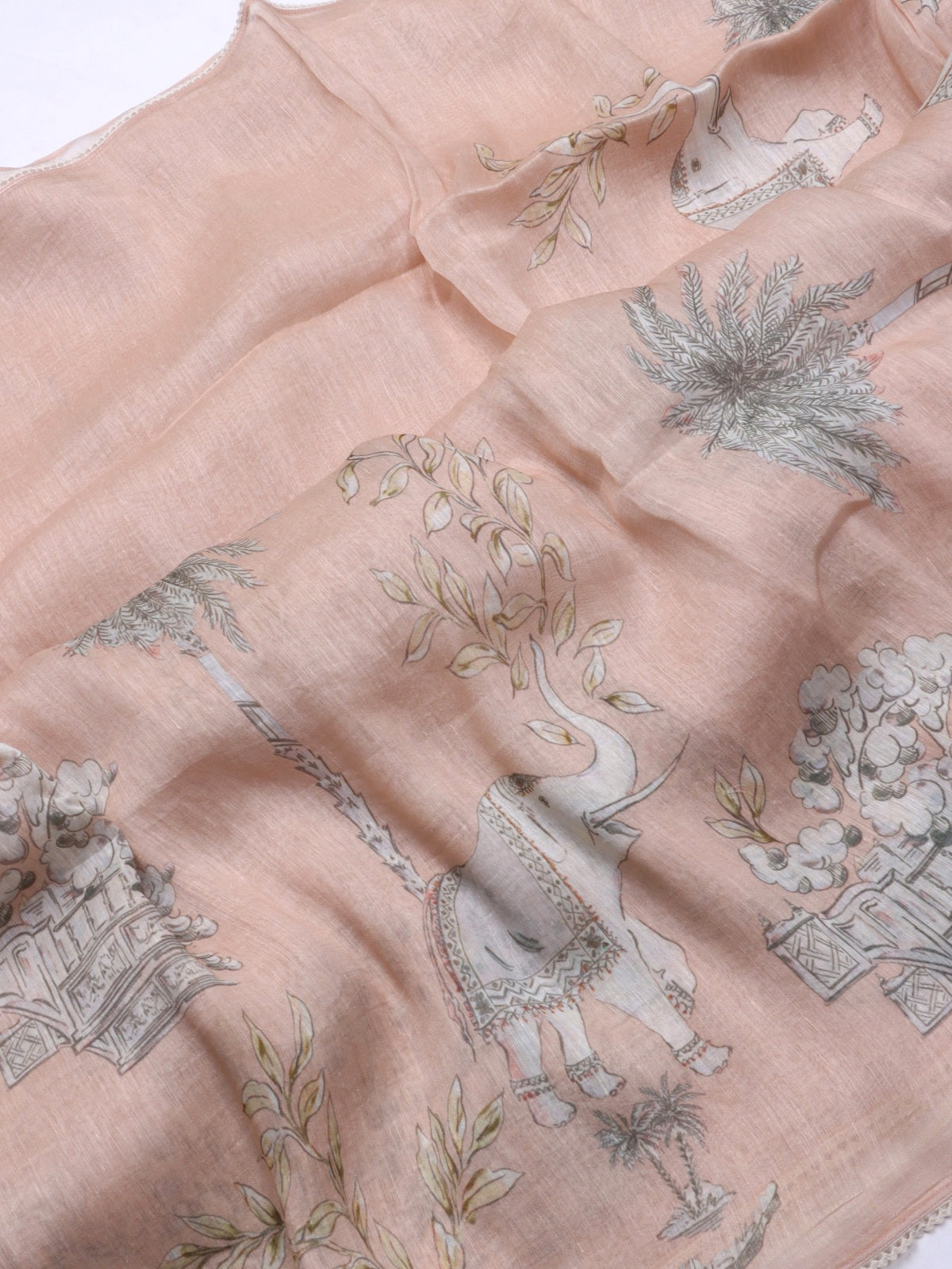 Peach Pure Mul Chanderi Saree (Swara)