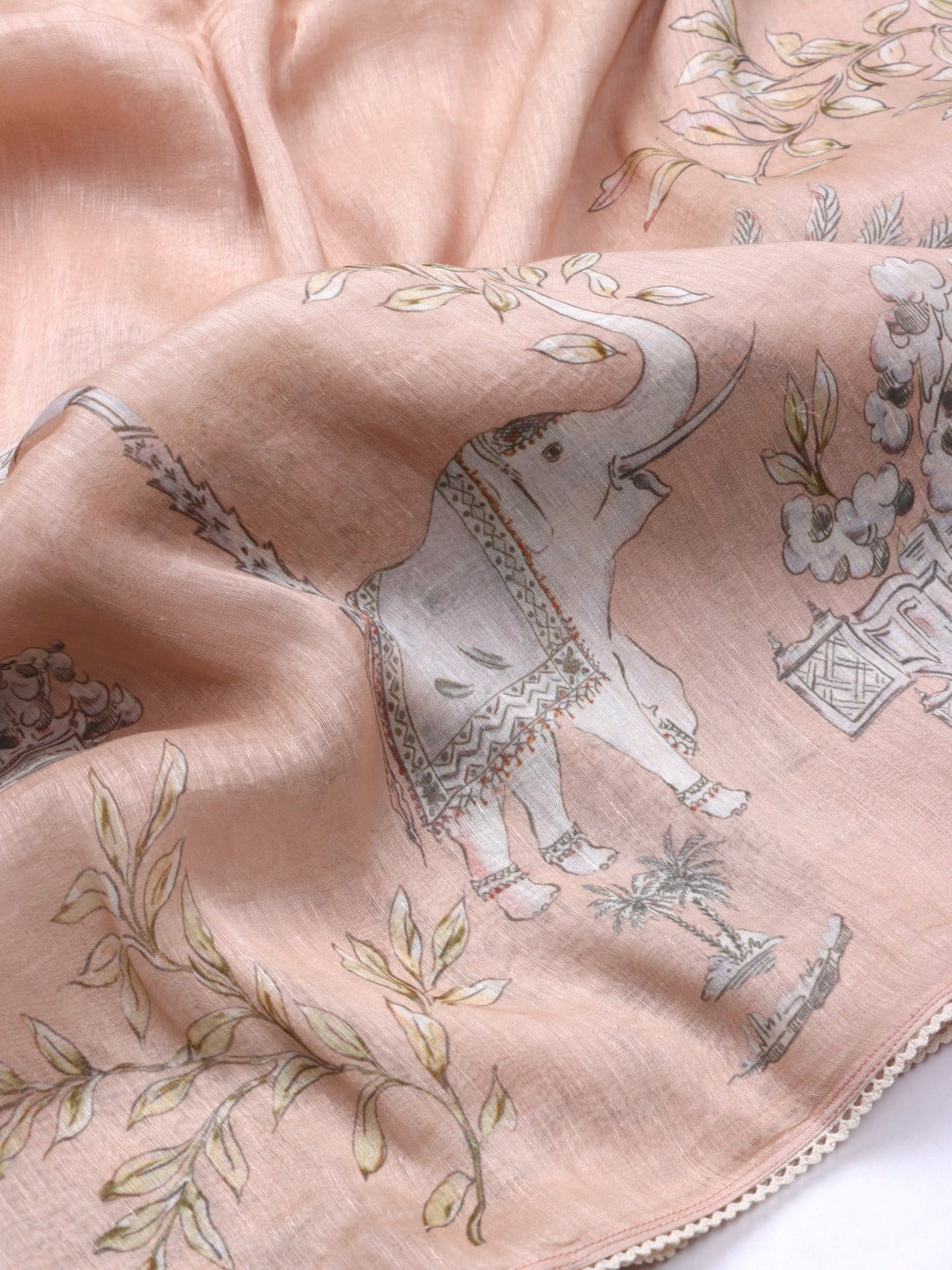 Peach Pure Mul Chanderi Saree (Swara)