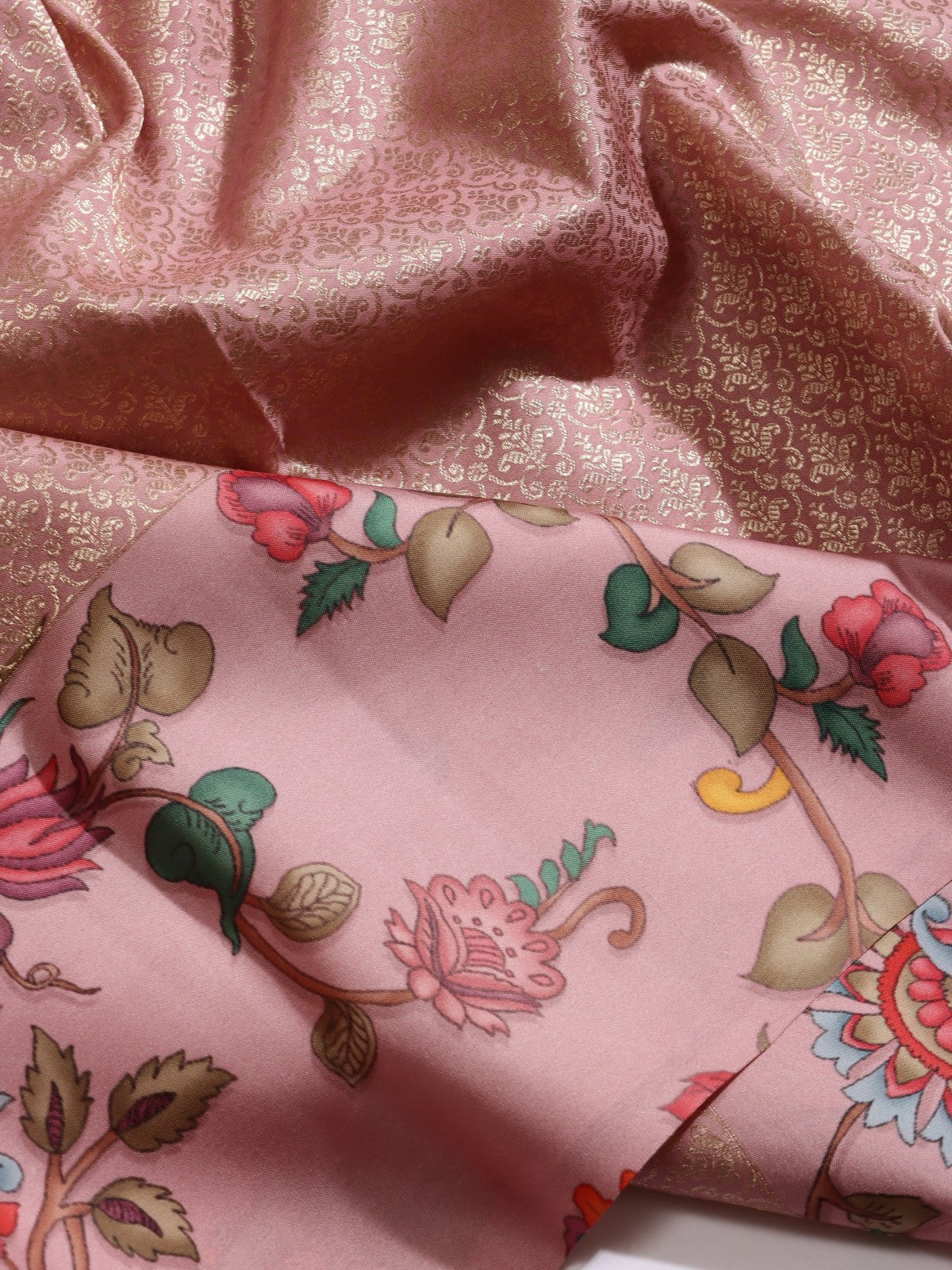 Pink Brocade Pure Kanchi Satin Border Saree (Swara)