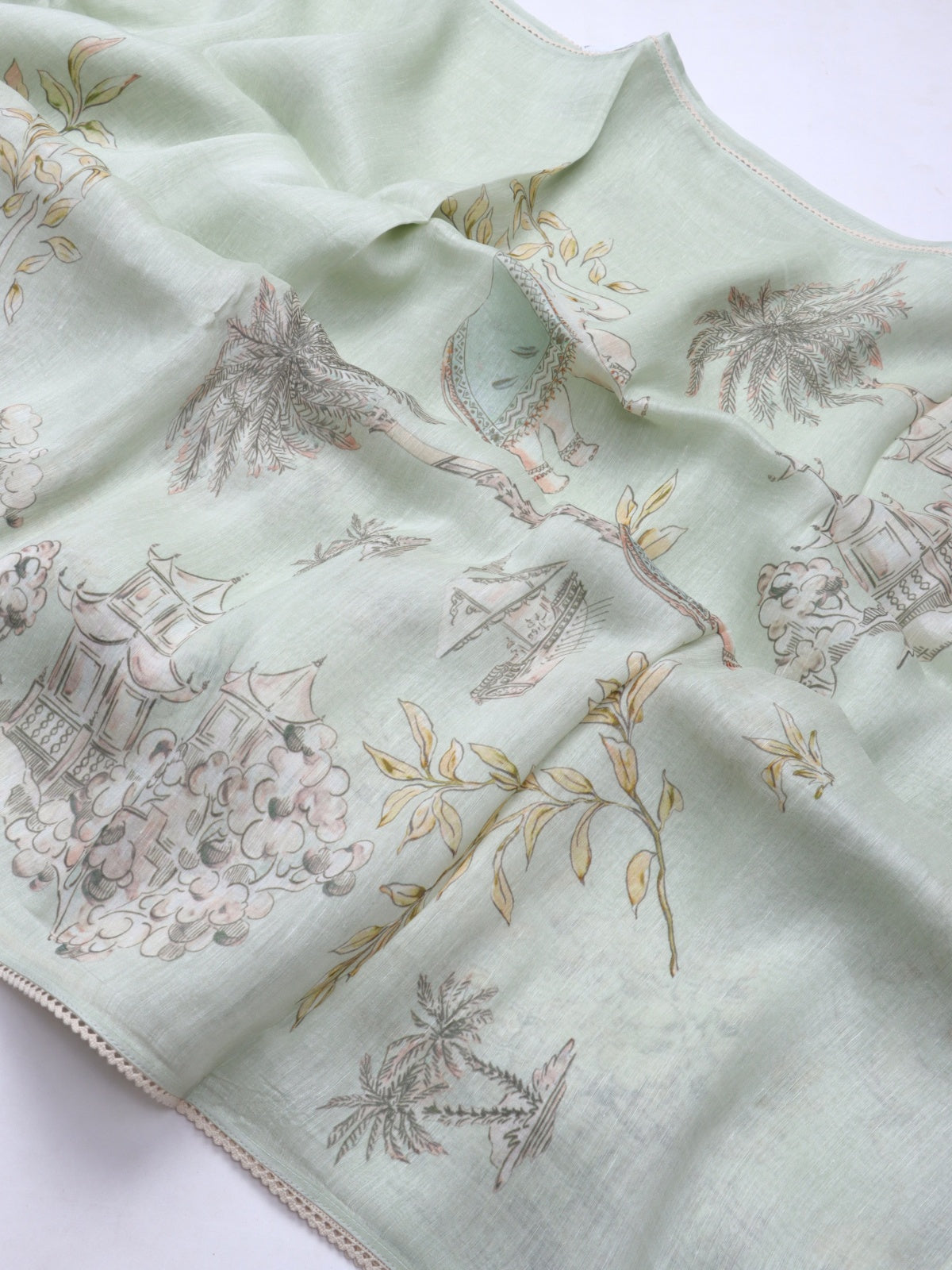 Pastel Green Pure Mul Chanderi Saree (Swara)