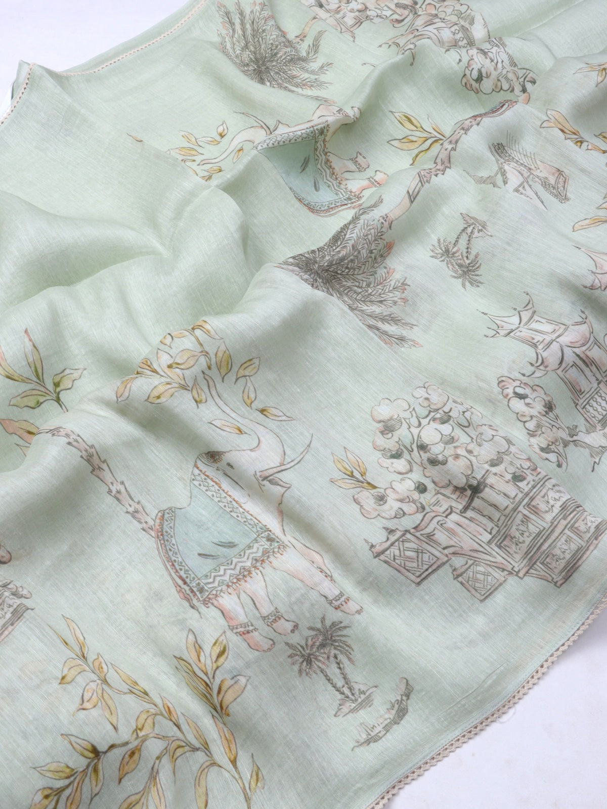 Pastel Green Pure Mul Chanderi Saree (Swara)