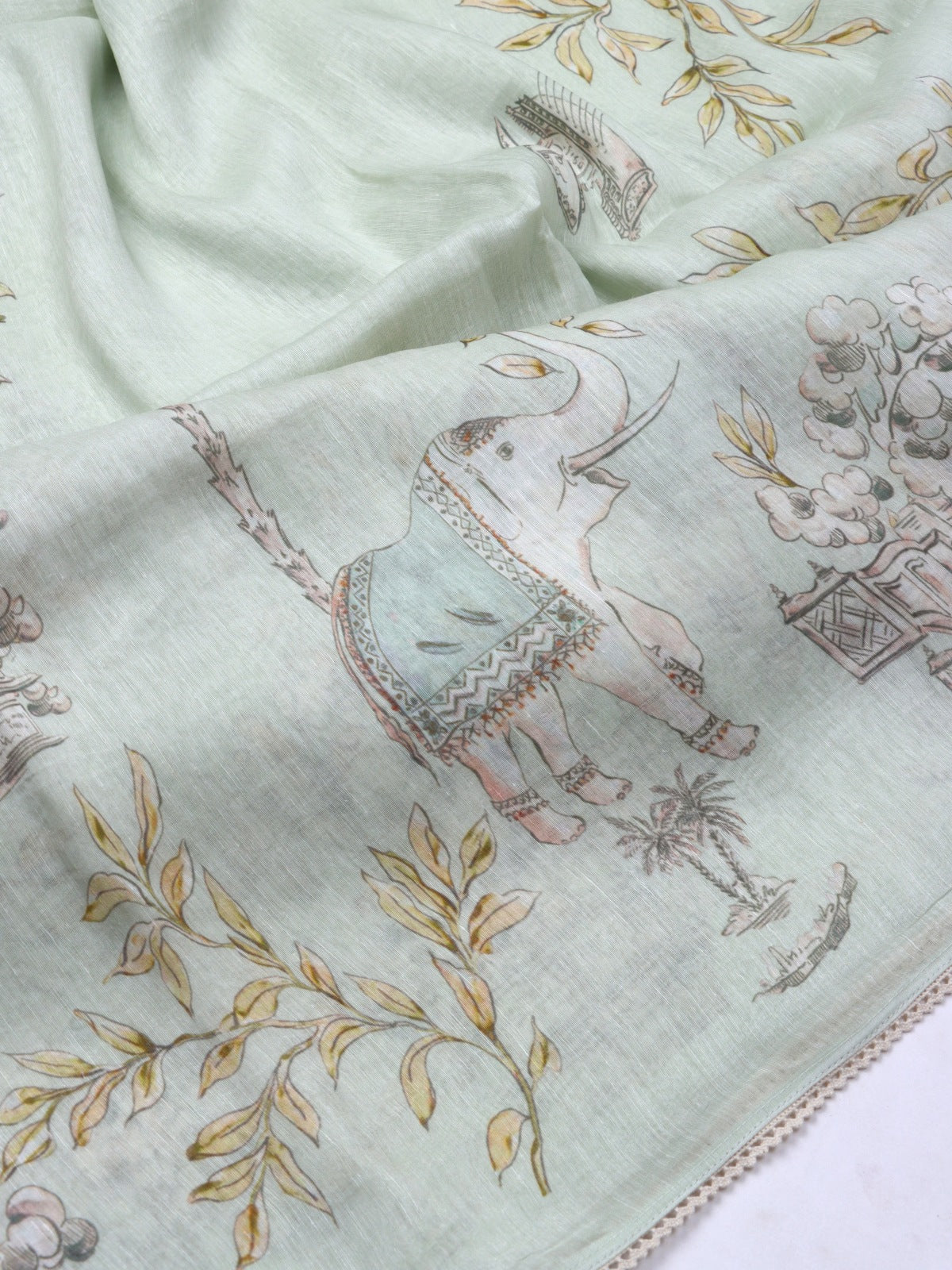 Pastel Green Pure Mul Chanderi Saree (Swara)