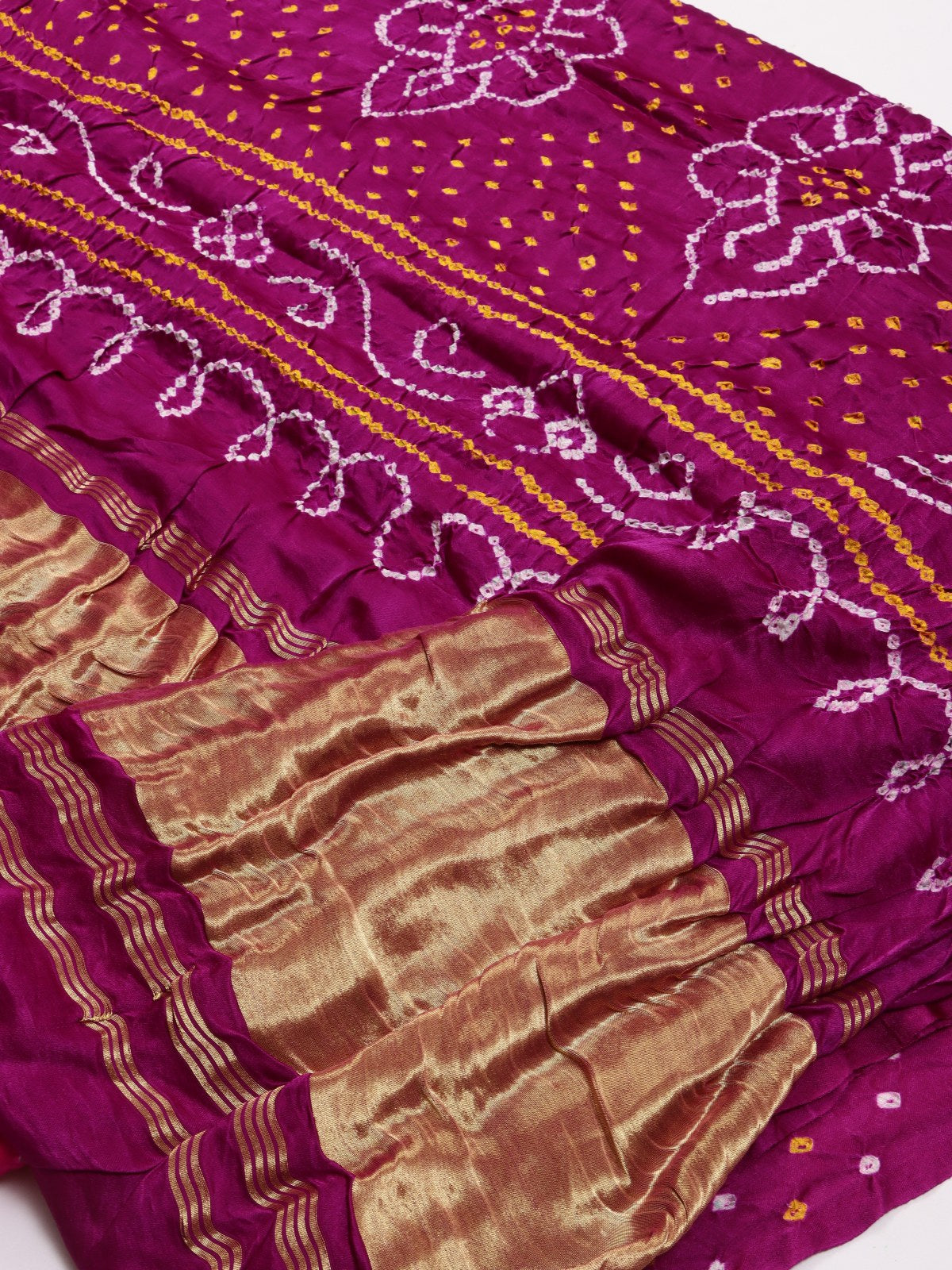 Magenta Pure Bandhani Silk Saree (Swara)