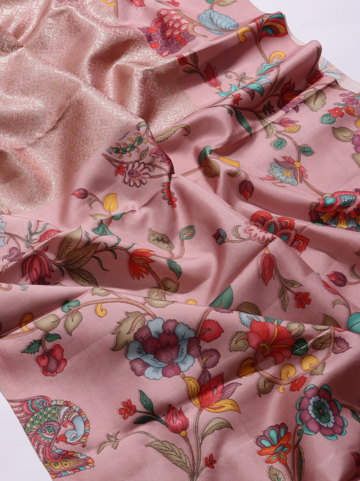 Pink Brocade Pure Kanchi Satin Border Saree (Swara)
