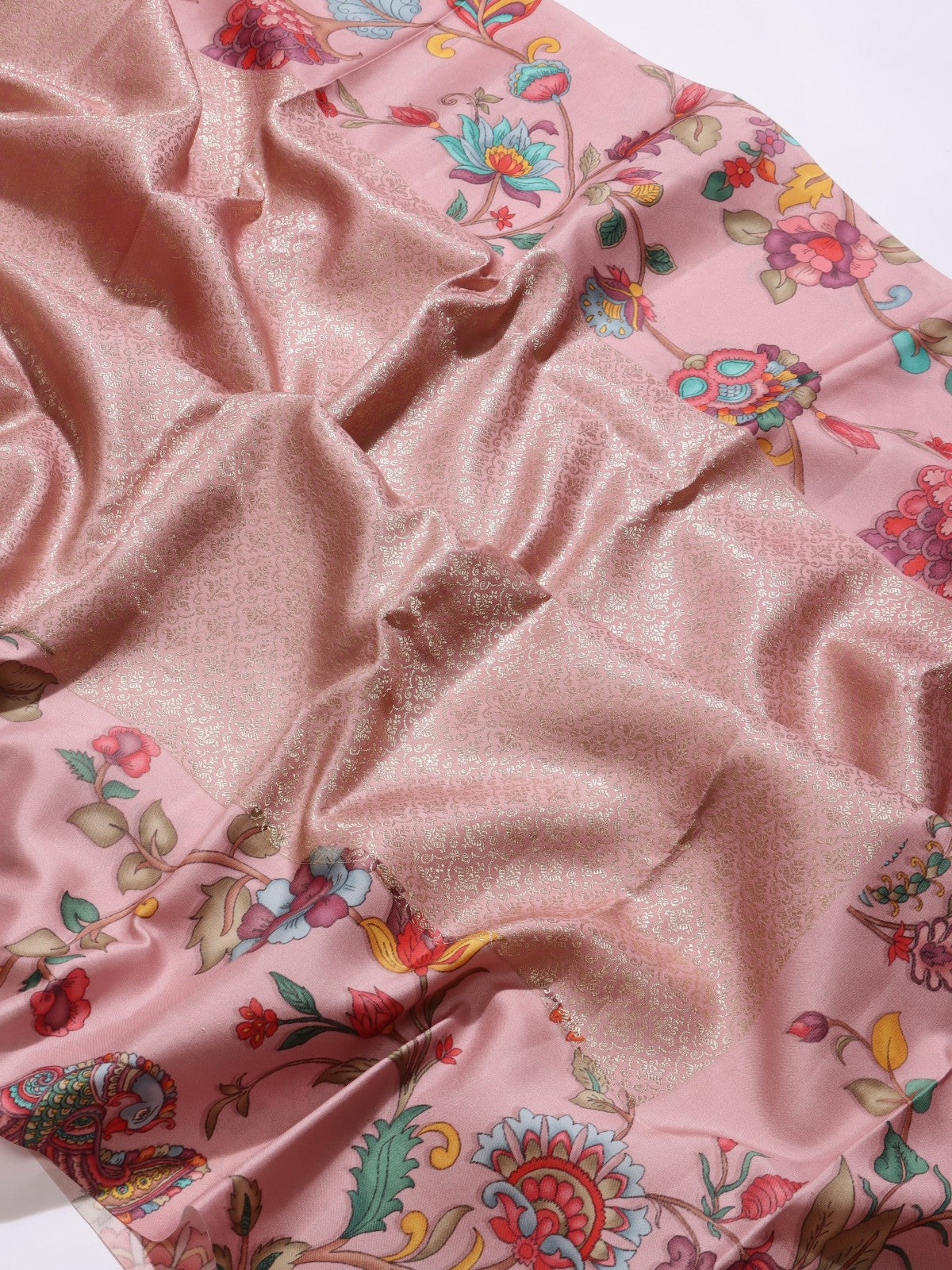 Pink Brocade Pure Kanchi Satin Border Saree (Swara)