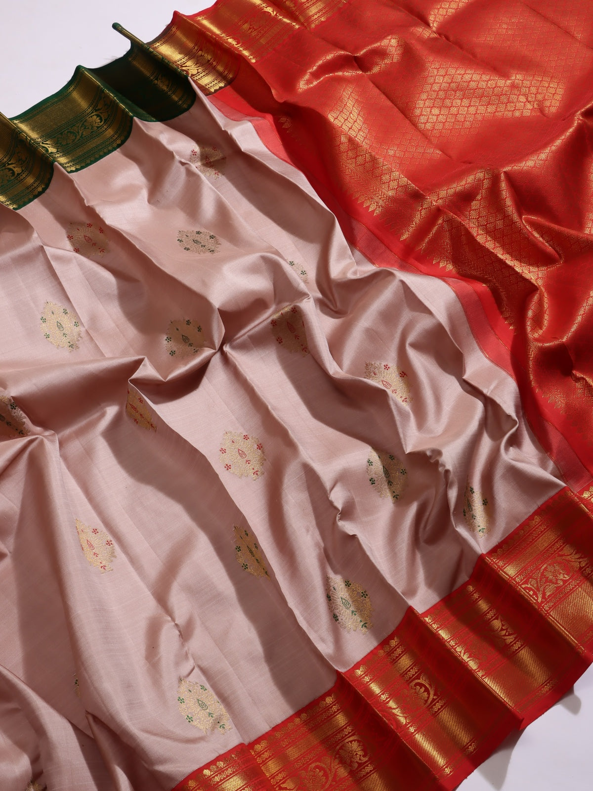 Peach Pure Kanchi Saree (Swara)