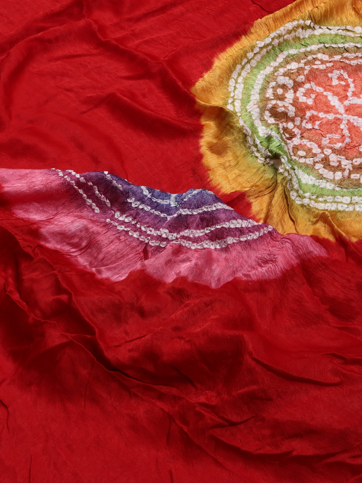 Red Pure Bandhani Silk Saree (Swara)