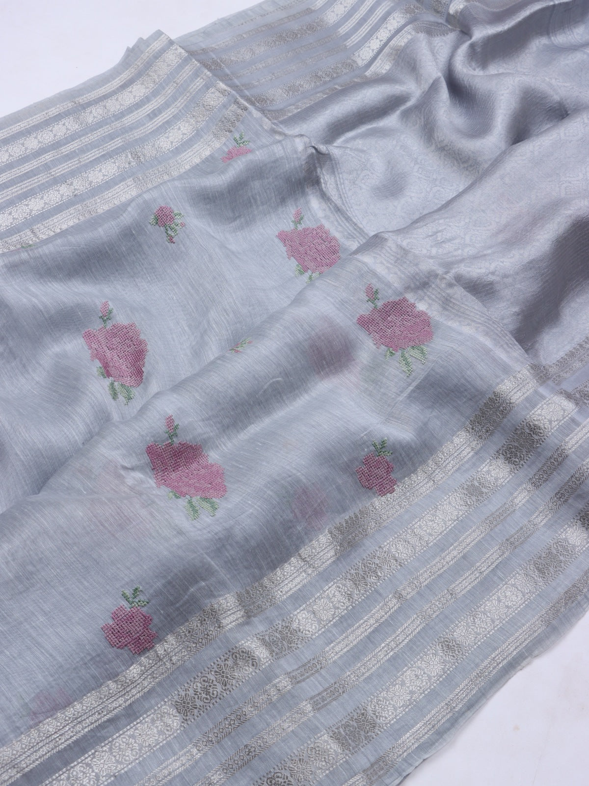 Grey Pure Linen Saree (Swara)