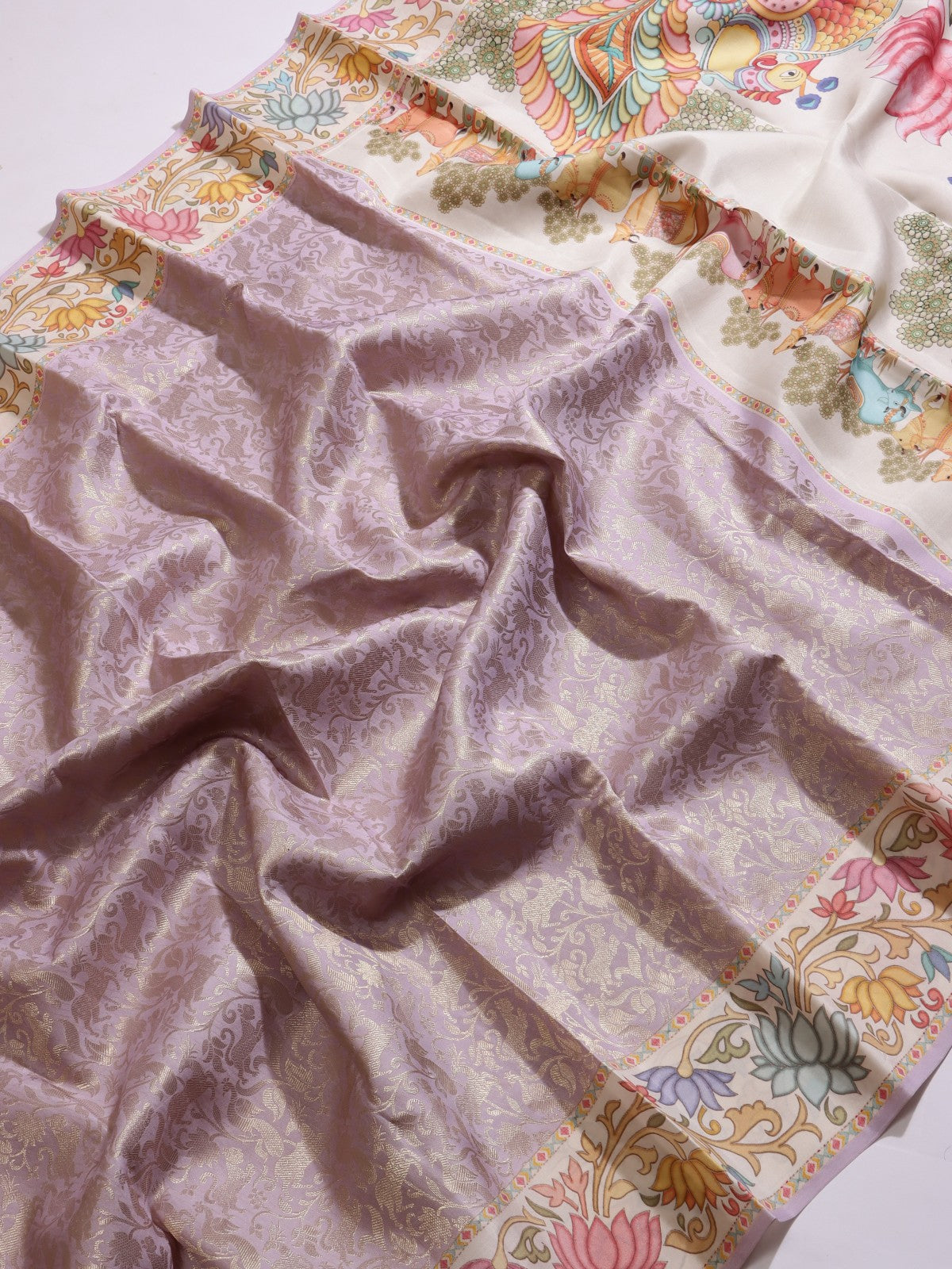 Pink Pure Kanchi Satin Border Saree (Swara)