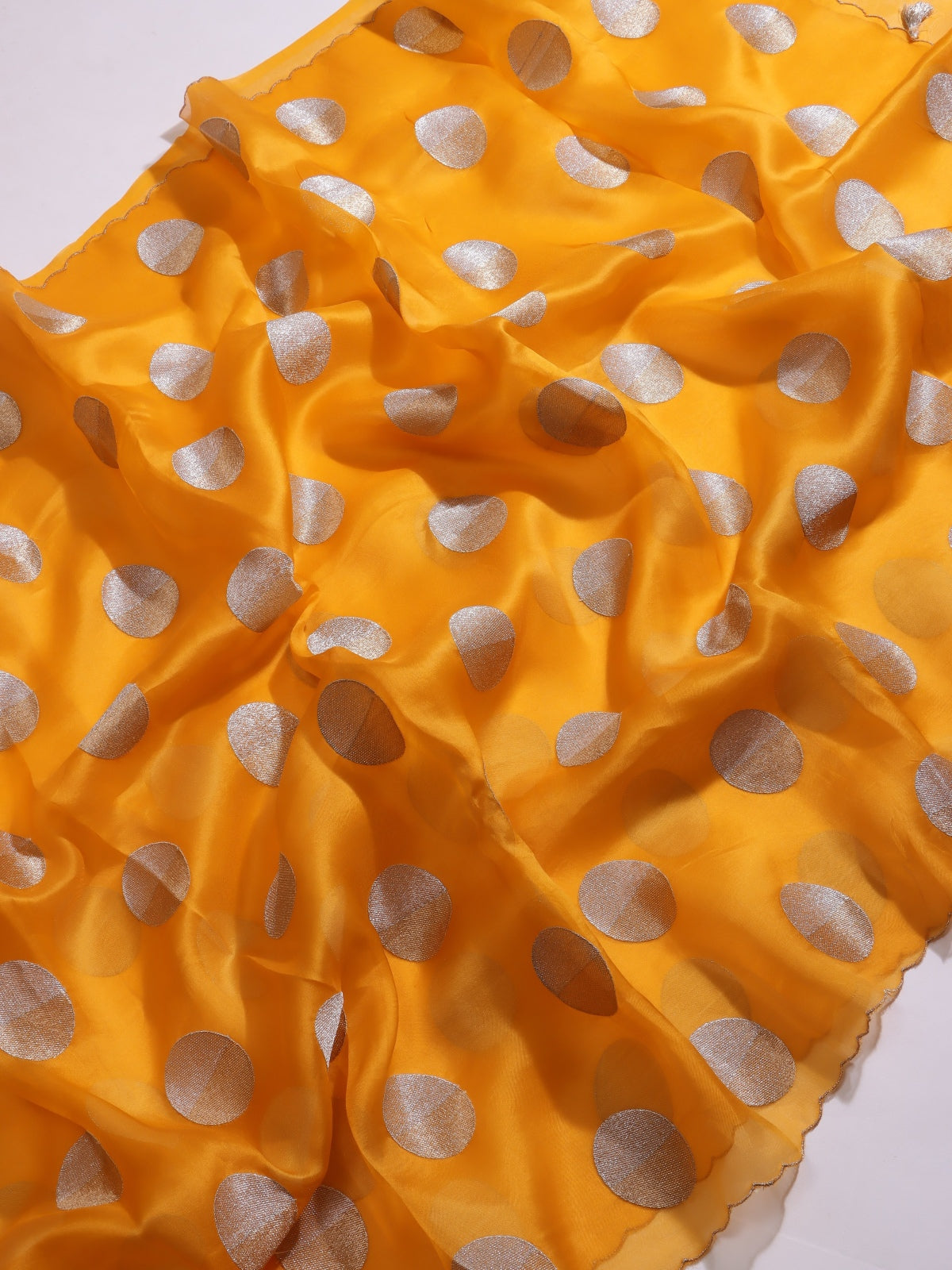 Mustard Yellow Pure Kora Organza Saree (Swara)