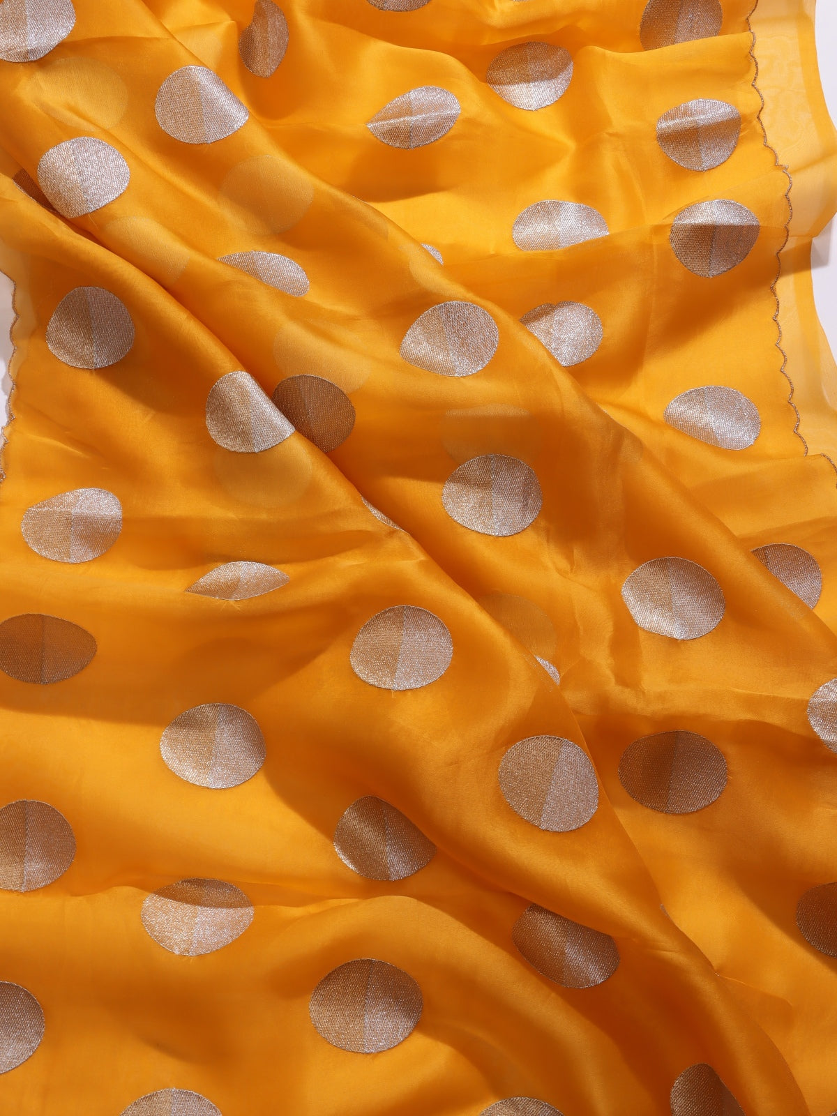 Mustard Yellow Pure Kora Organza Saree (Swara)