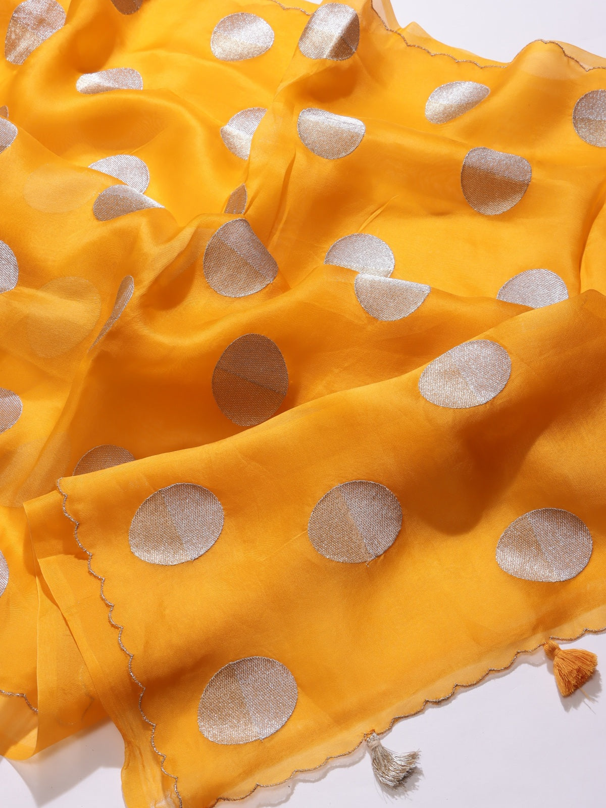 Mustard Yellow Pure Kora Organza Saree (Swara)